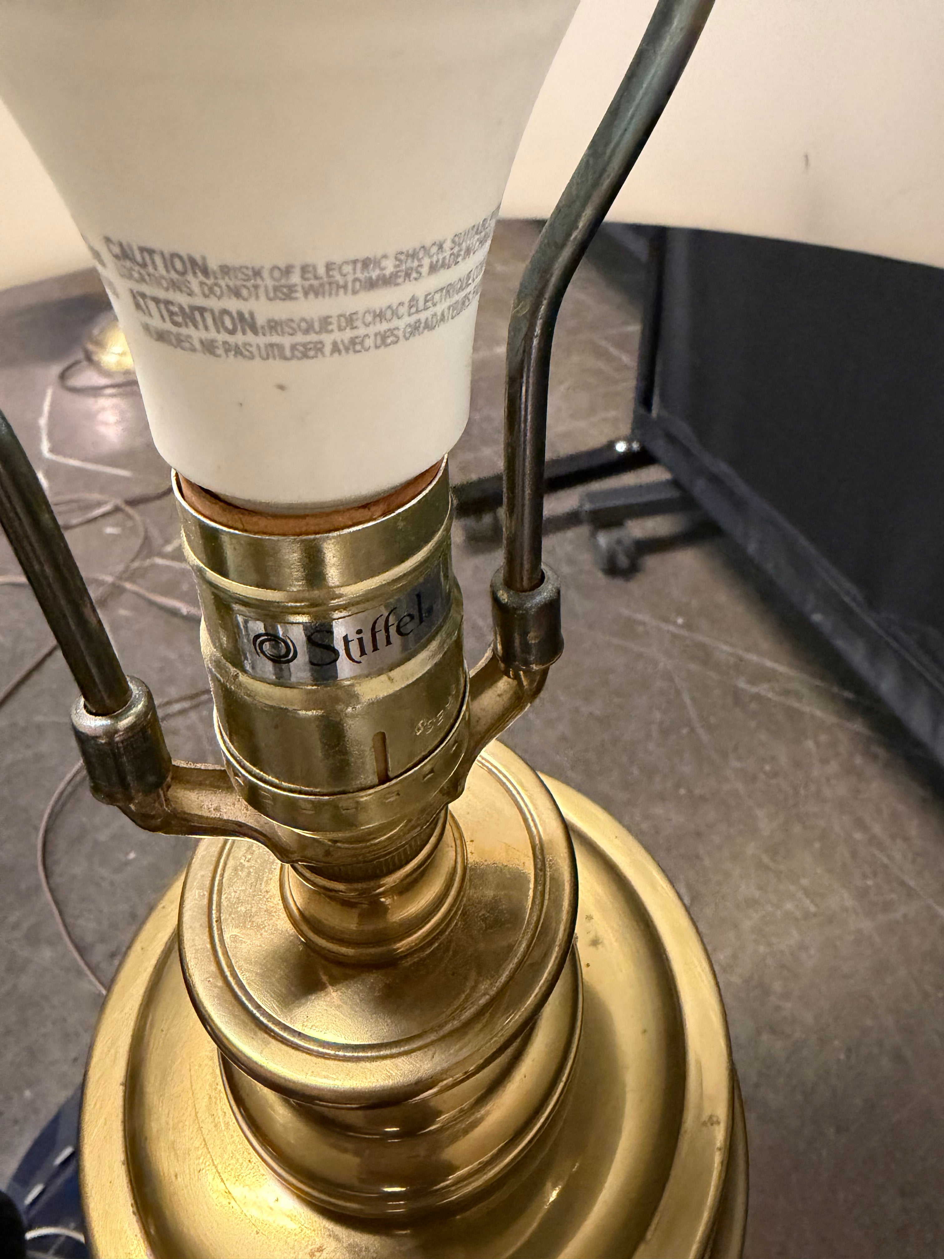 Stiffel Traditional Brass Urn Style Table Lamp with White Shade