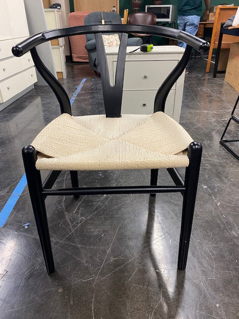 Modern Grey Woven Chair with Black Frame