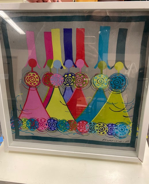 Vibrant Framed Marine-6 Artwork: Colorful Women's Figures