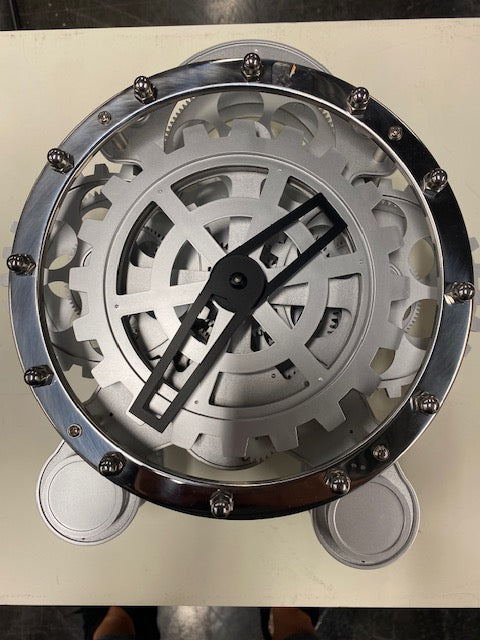 Modern Gear Wall Clock with Chrome Accents
