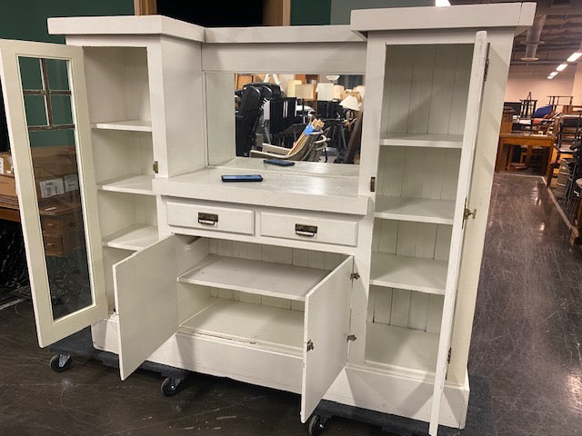 Rustic Wood Cabinet with White Accents