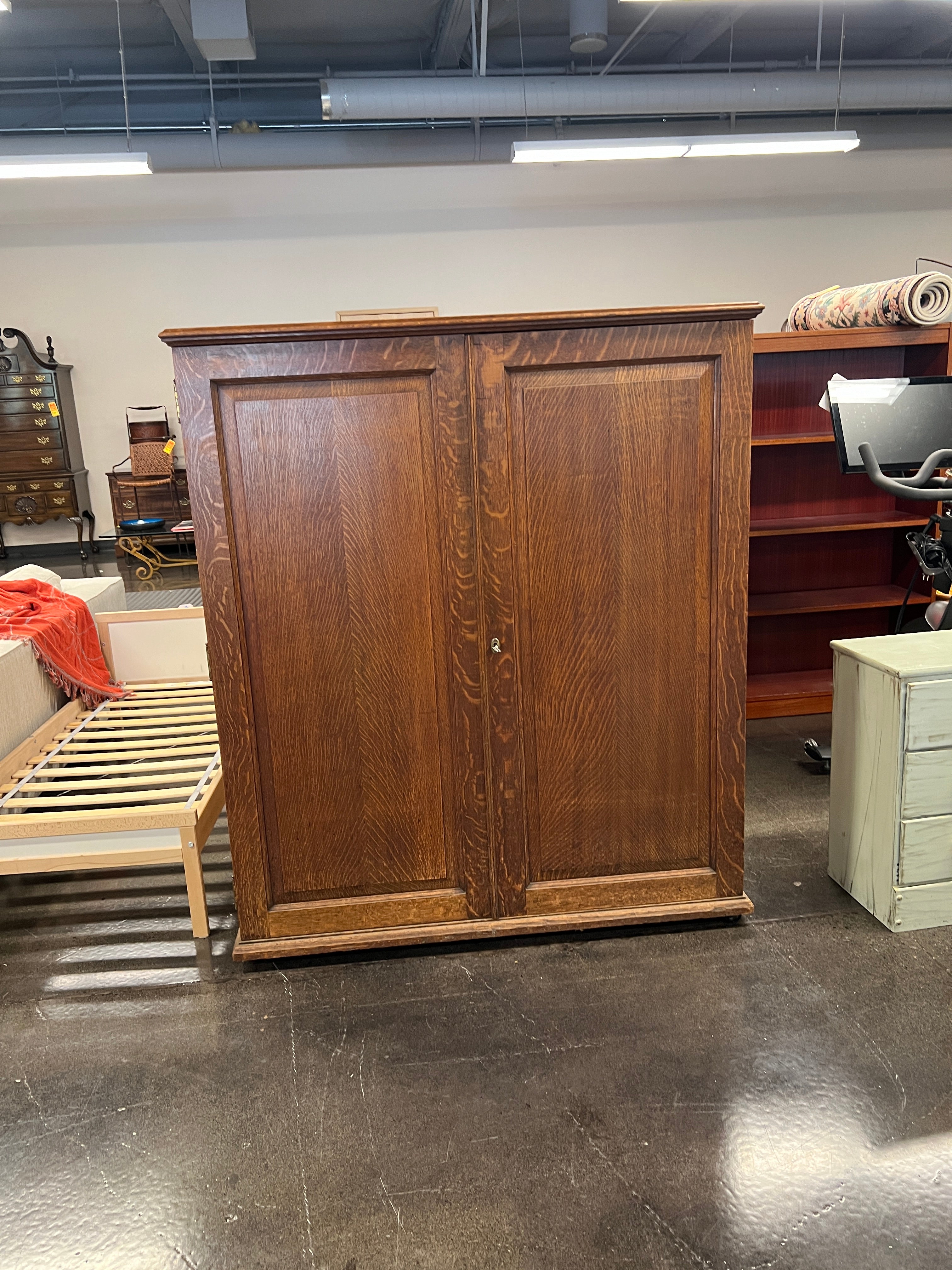 Vintage Armoire Brown Gold Accents - Tall