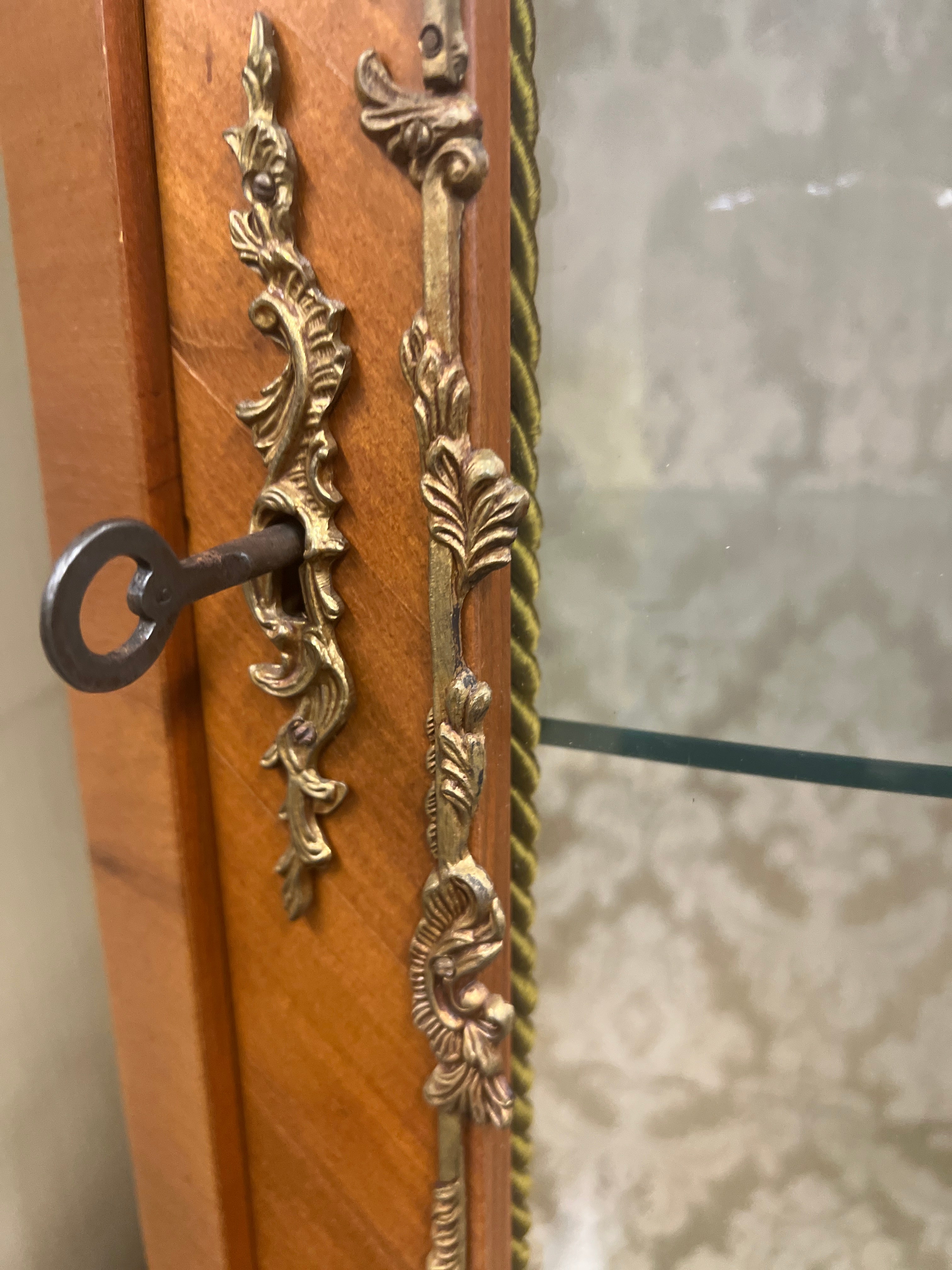 Rococo Revival Antique Curio Cabinet with KEY