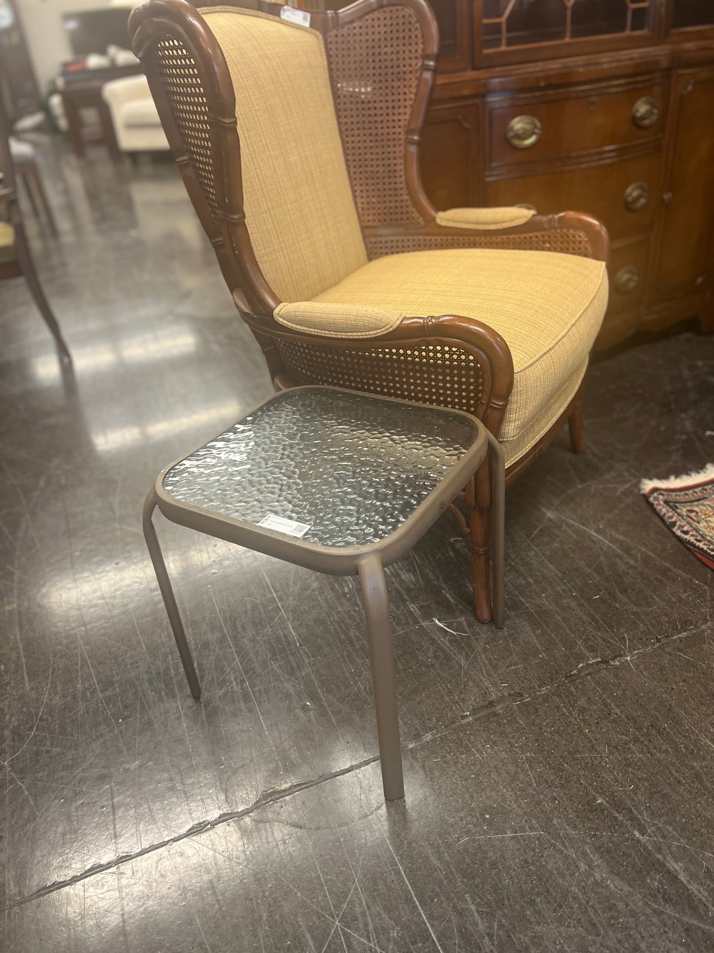 Ethan Allen Wicker and Bamboo Winged Chair
