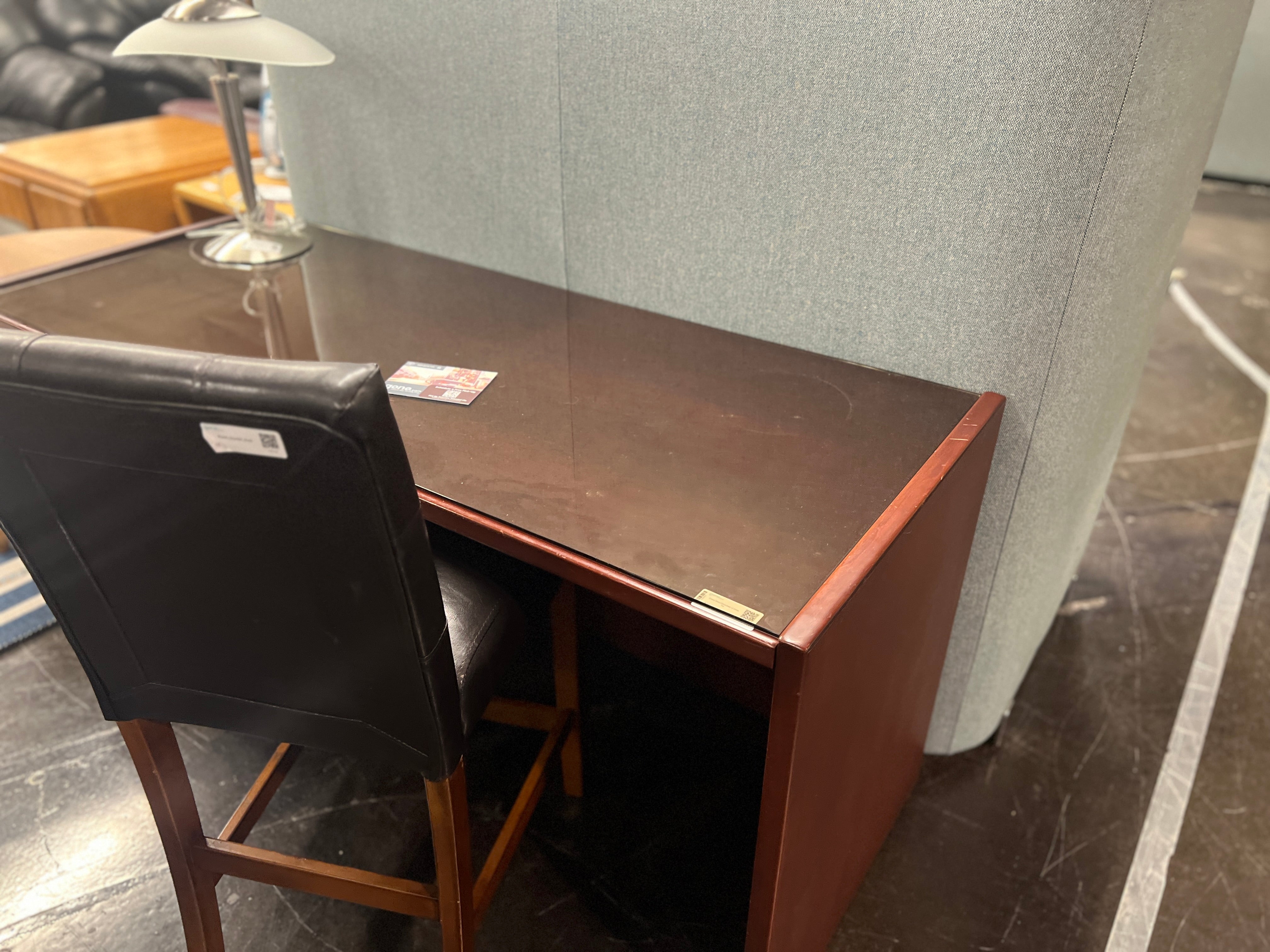 Cherry Wood Office Desk w/ Glass Top