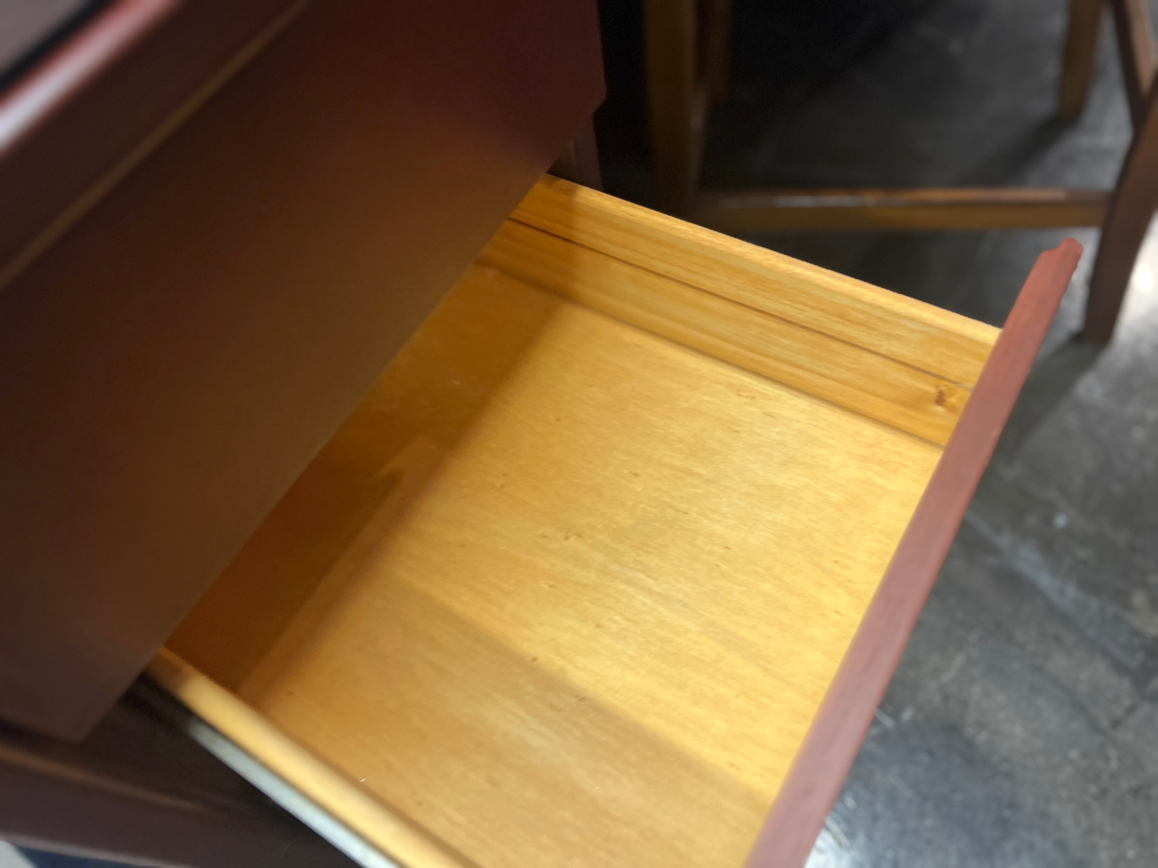 Cherry Wood Office Desk w/ Glass Top