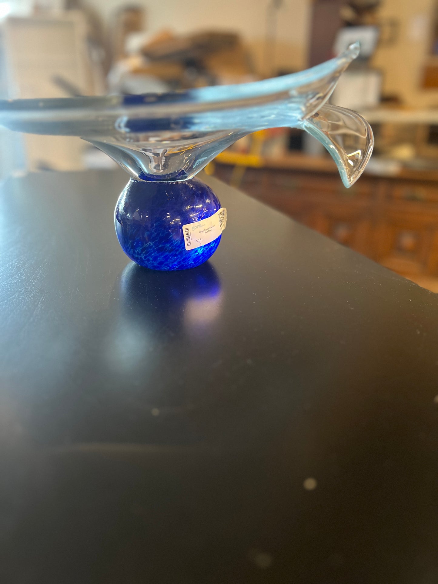 Large display bowl with blue base