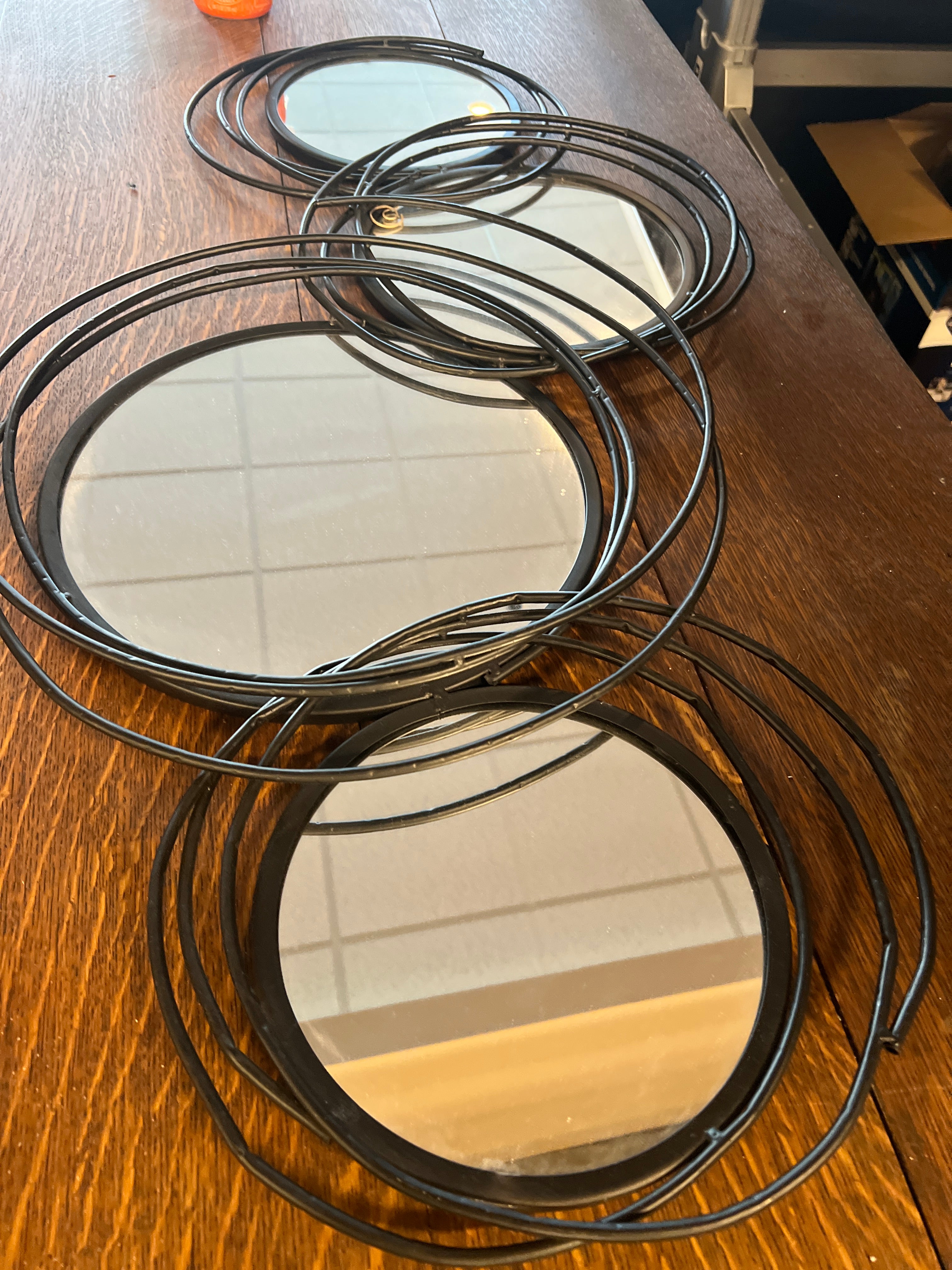 Black Abstract Circles Mirror