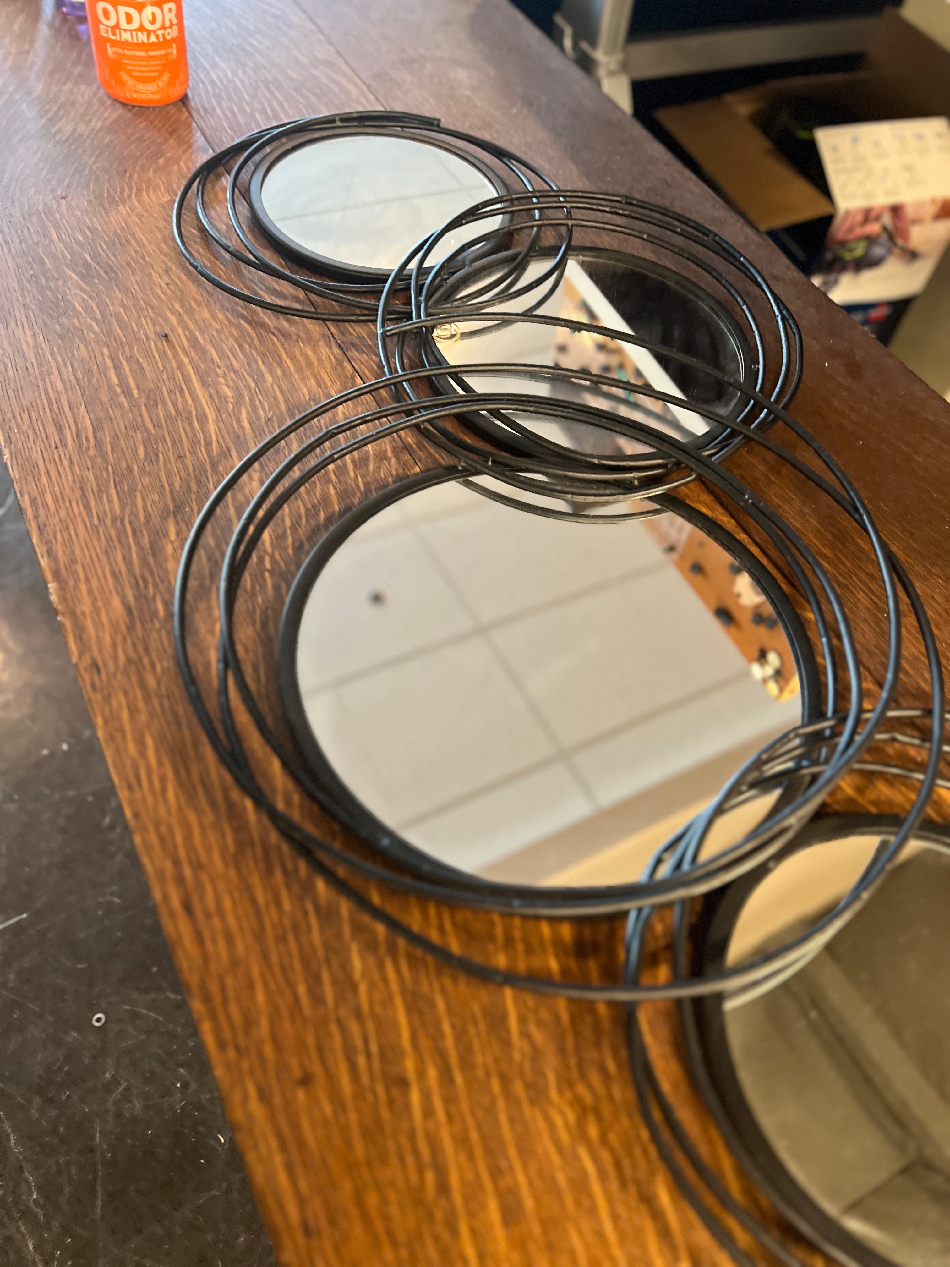 Black Abstract Circles Mirror