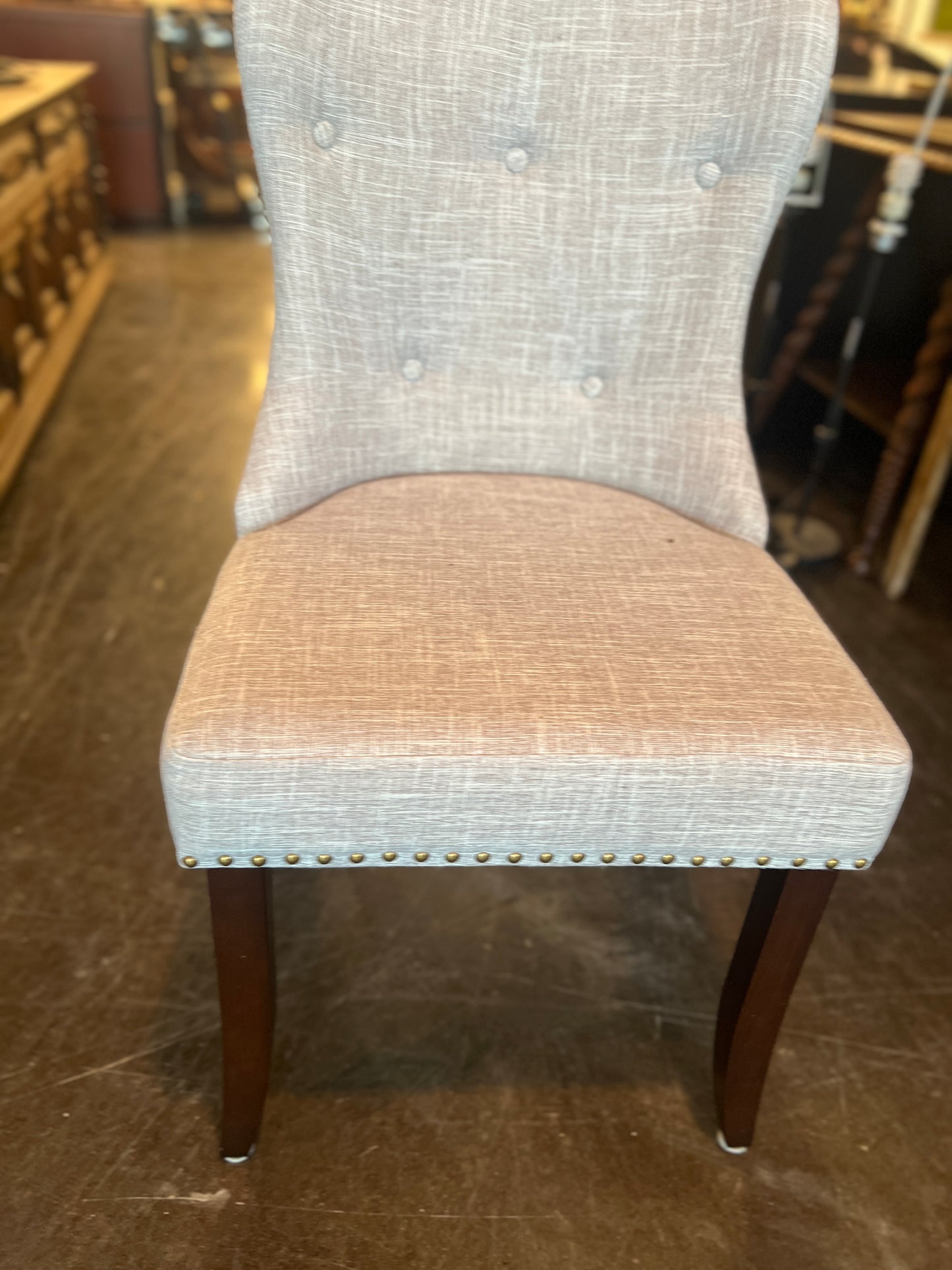Grey Linen Blend Chair With Rivets (Set of 2)