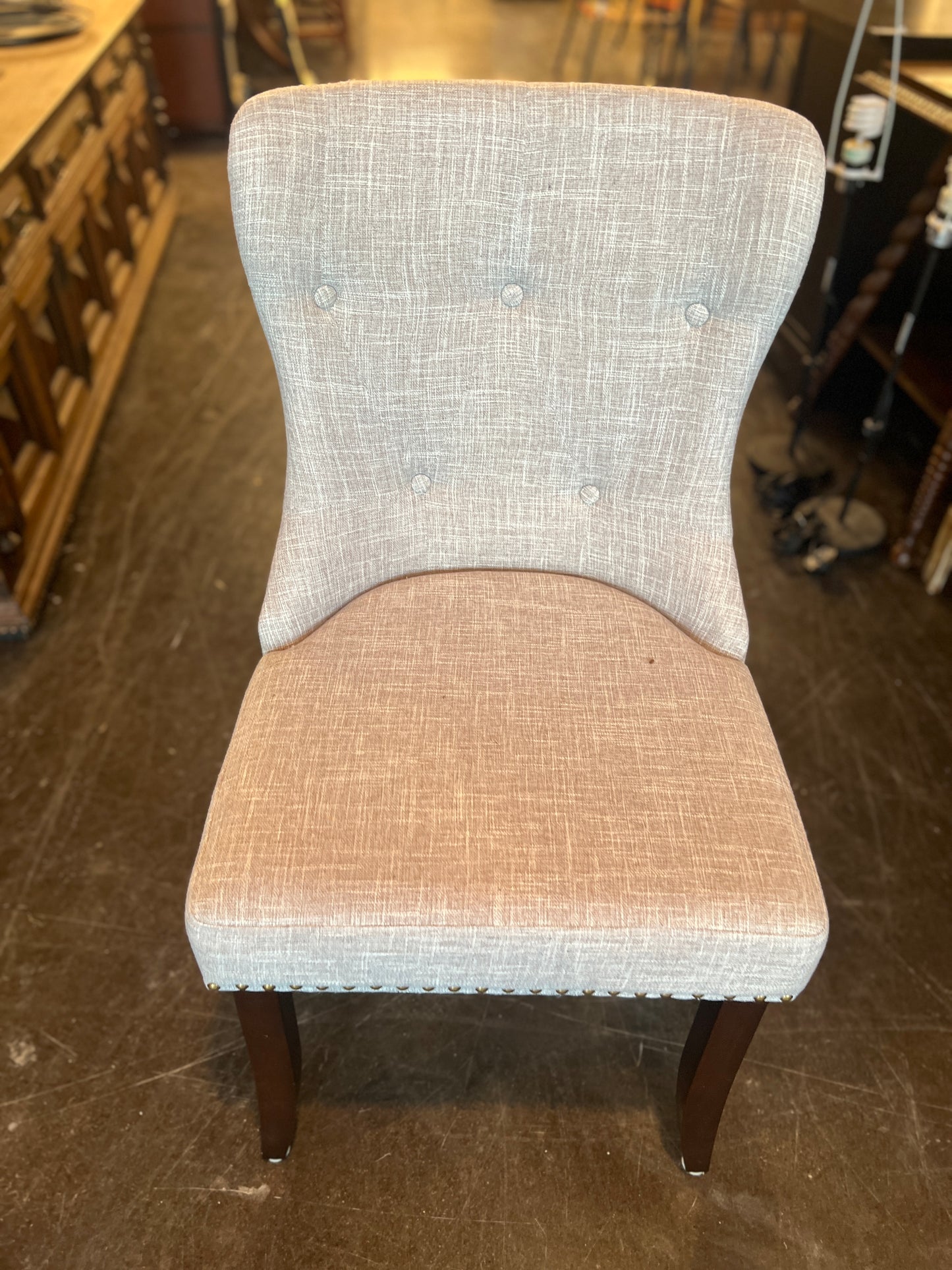 Grey Linen Blend Chair With Rivets (Set of 2)
