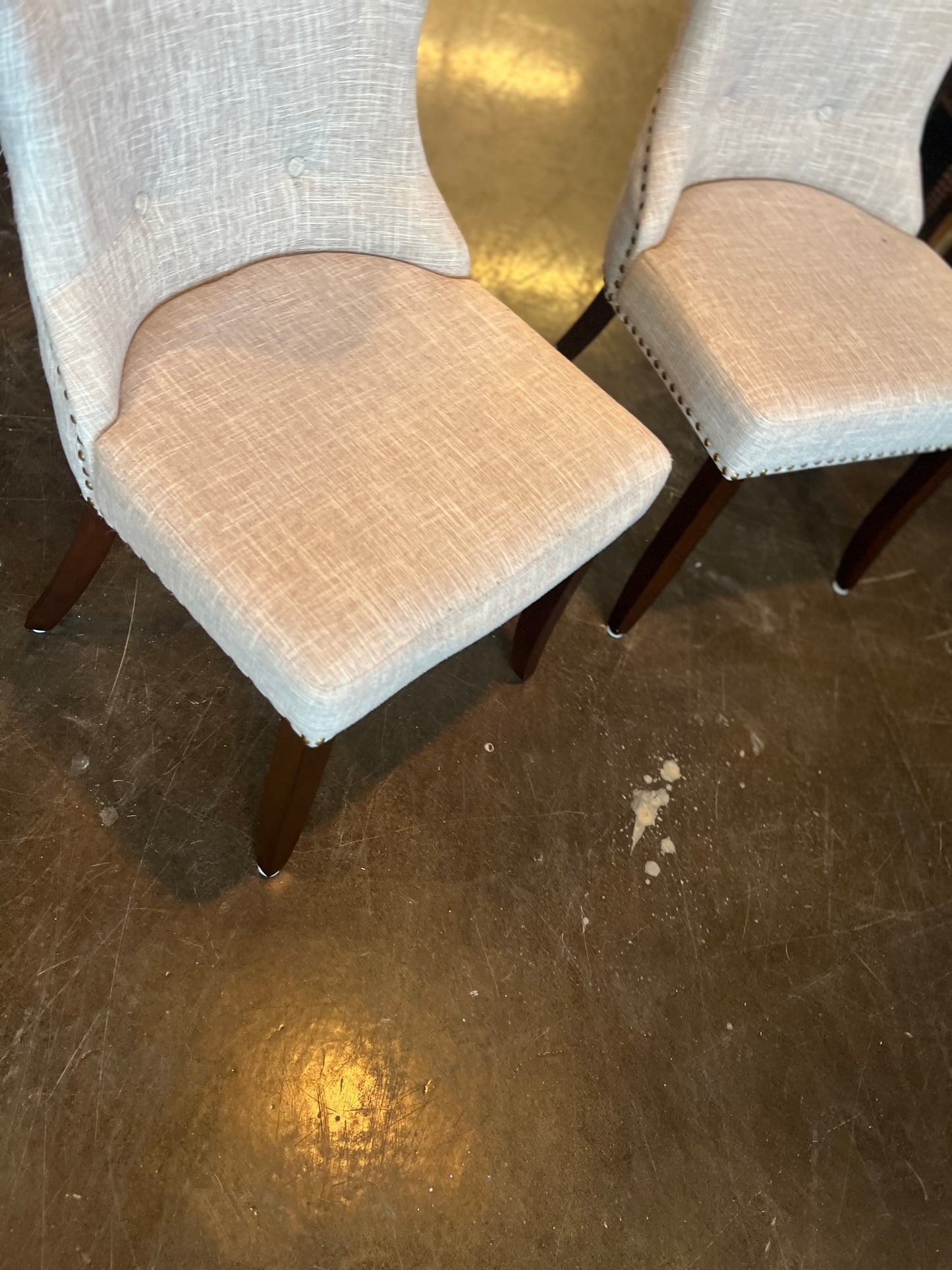 Grey Linen Blend Chair With Rivets (Set of 2)