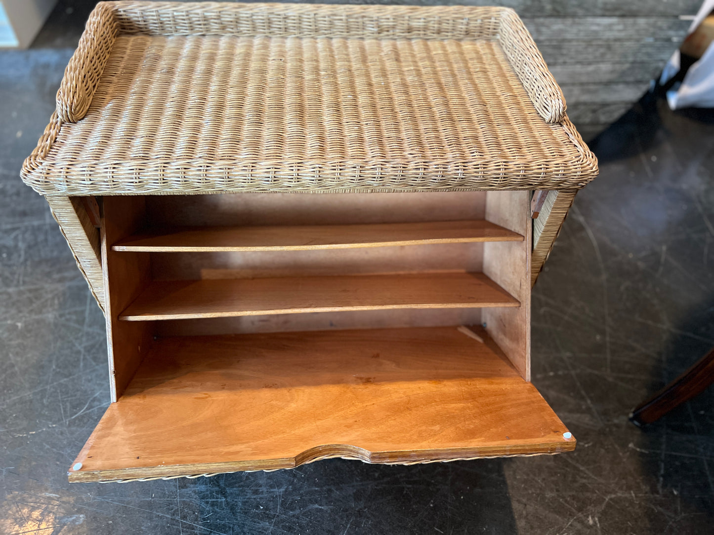 Rattan bench and shoe storage