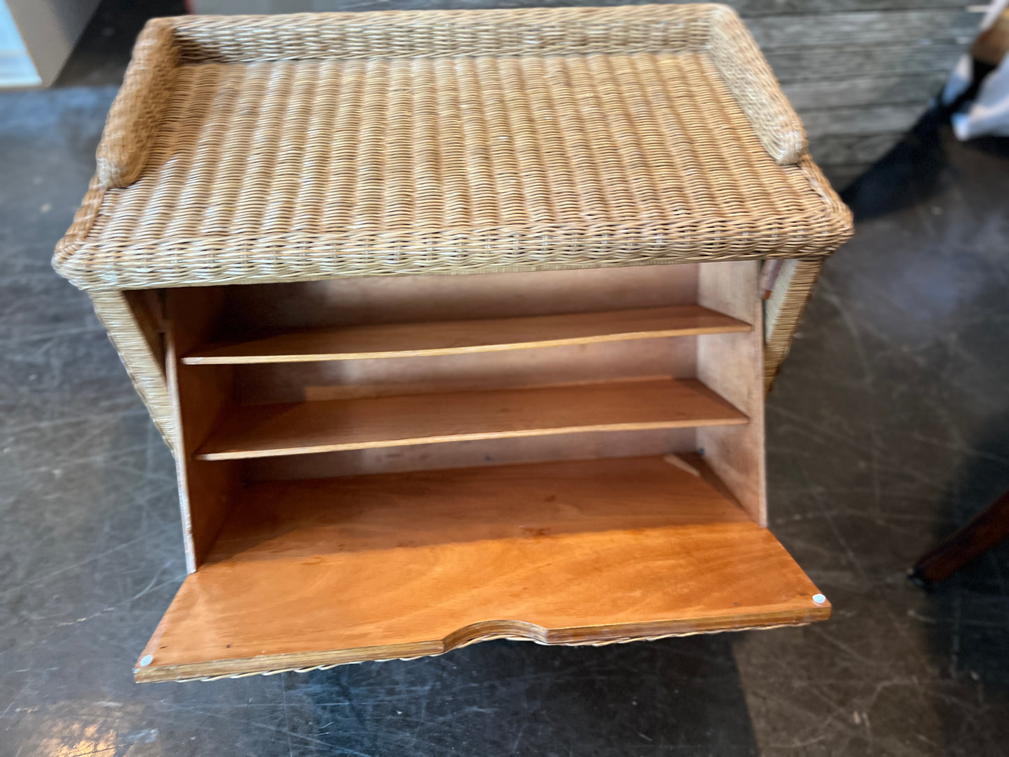 Rattan bench and shoe storage