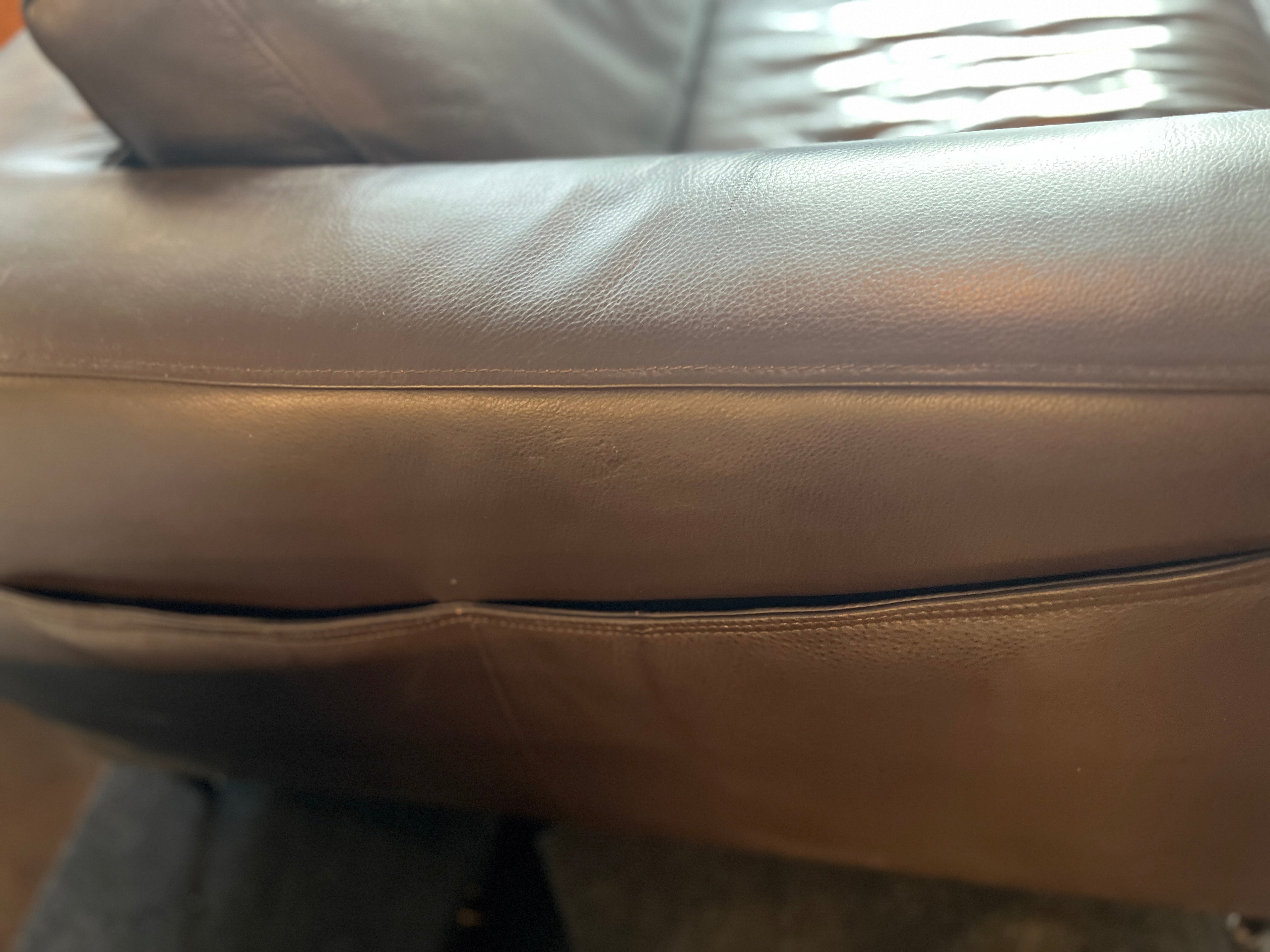 Dark Brown Leather Bucket Couch Sofa