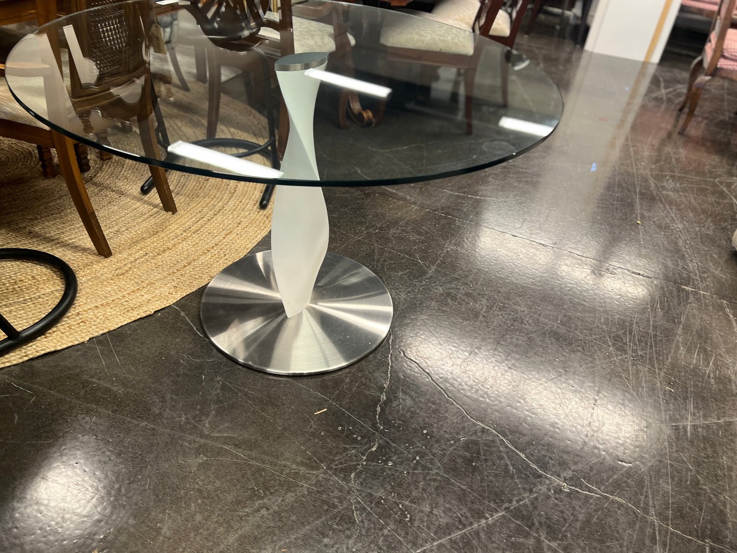 Porada Glass Table With White Base