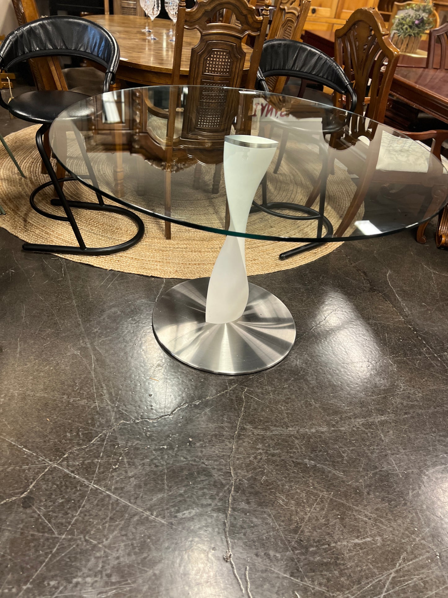 Porada Glass Table With White Base