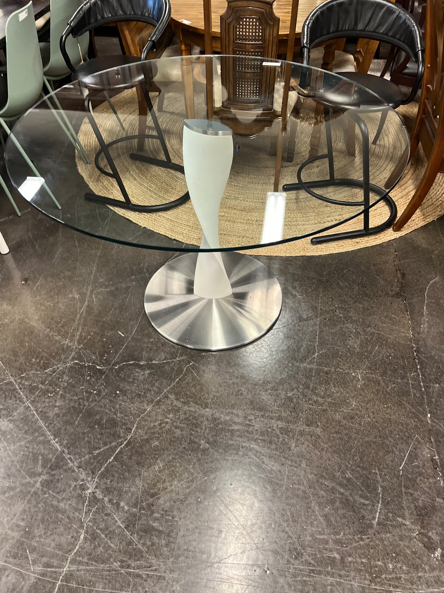 Porada Glass Table With White Base