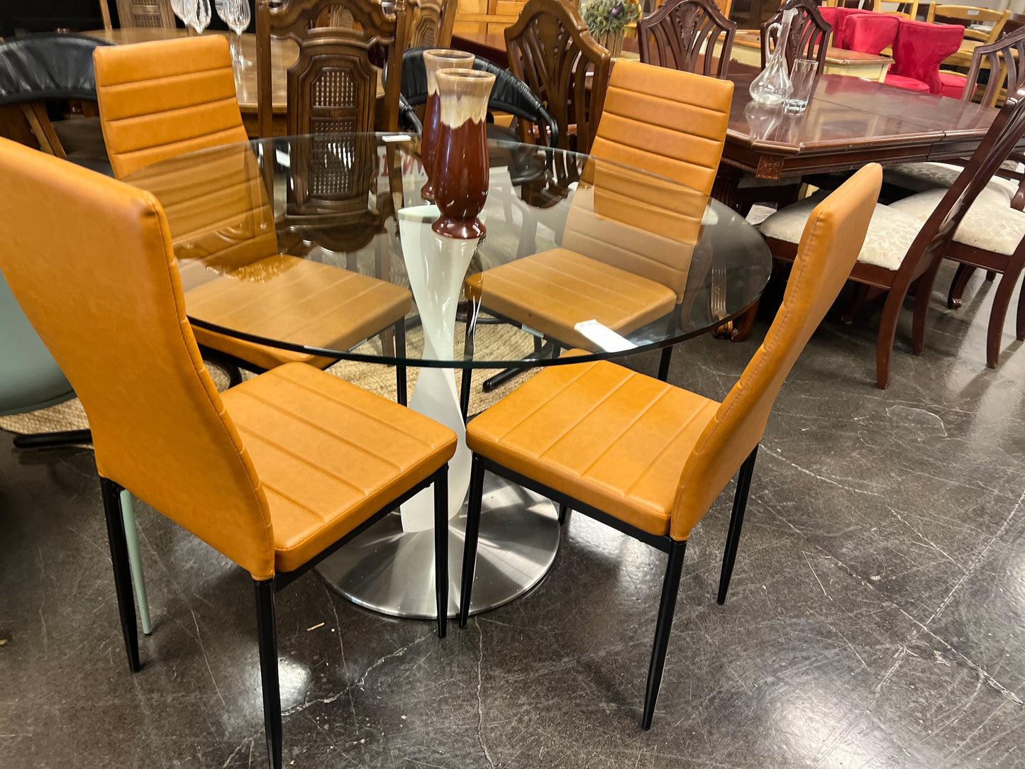 Porada Glass Table With White Base