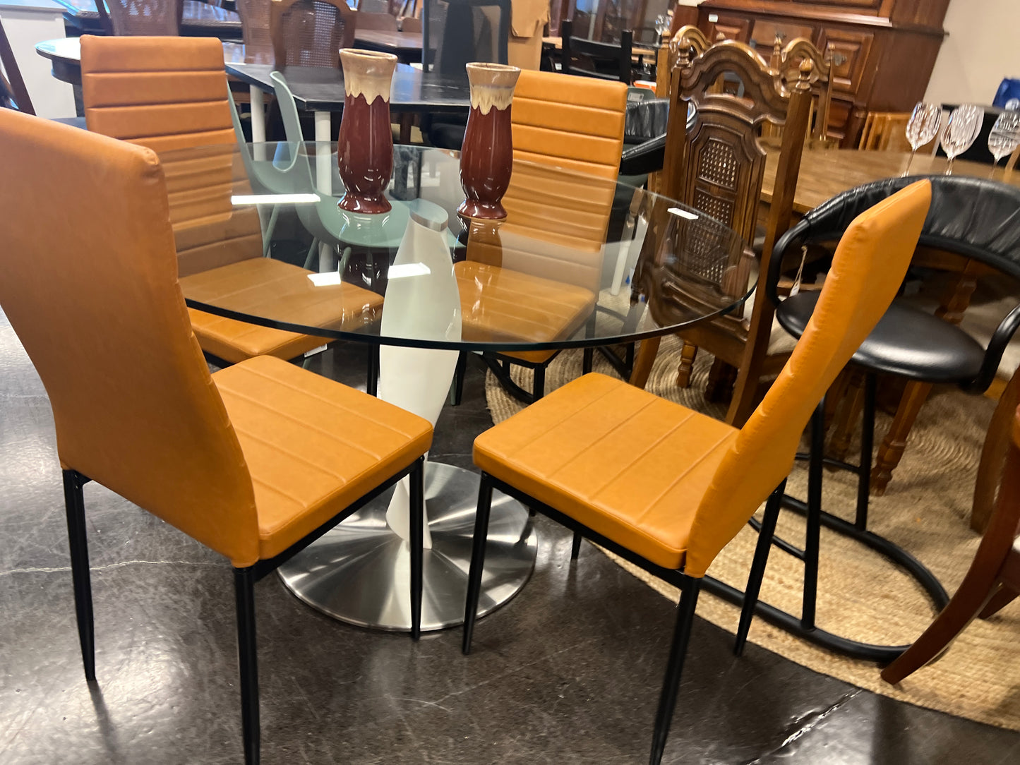 Porada Glass Table With White Base