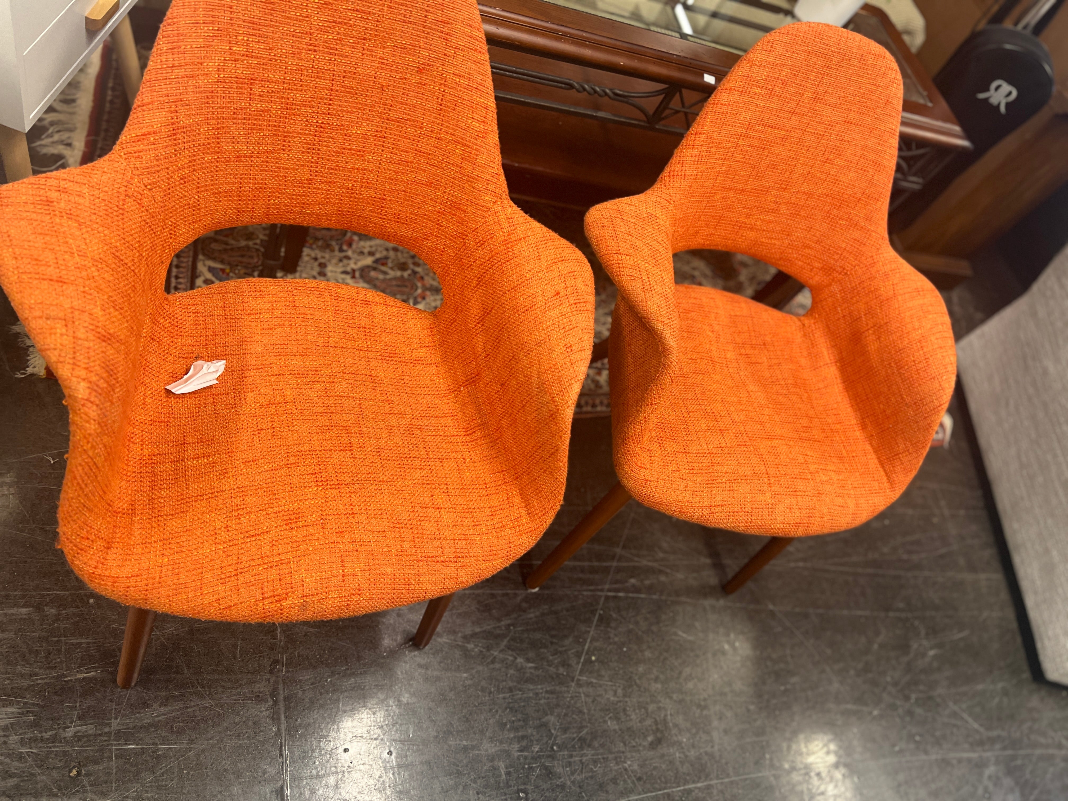 Retro Orange Tweed Accent Chair