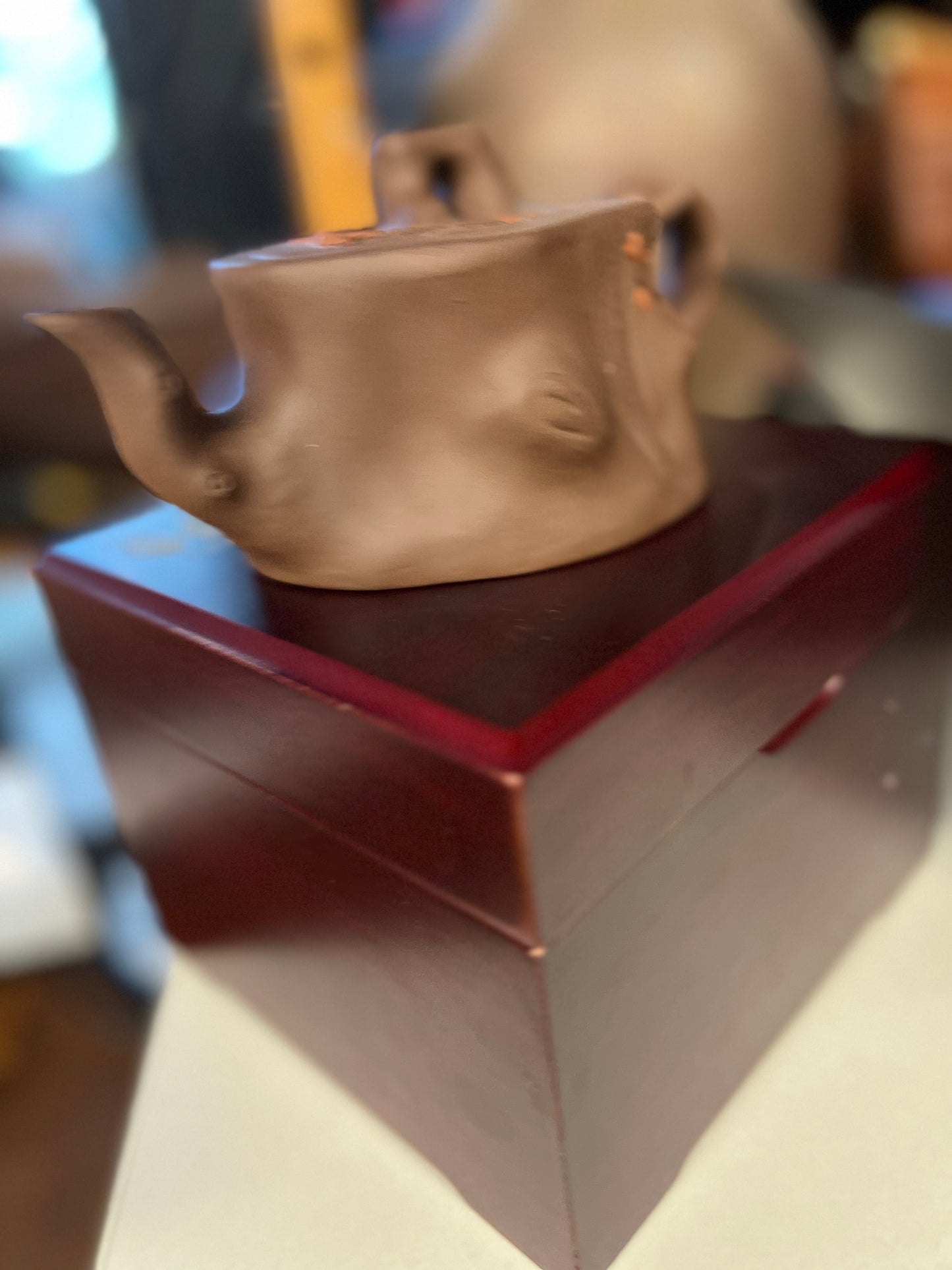 Ceramic Teapot in Wooden box