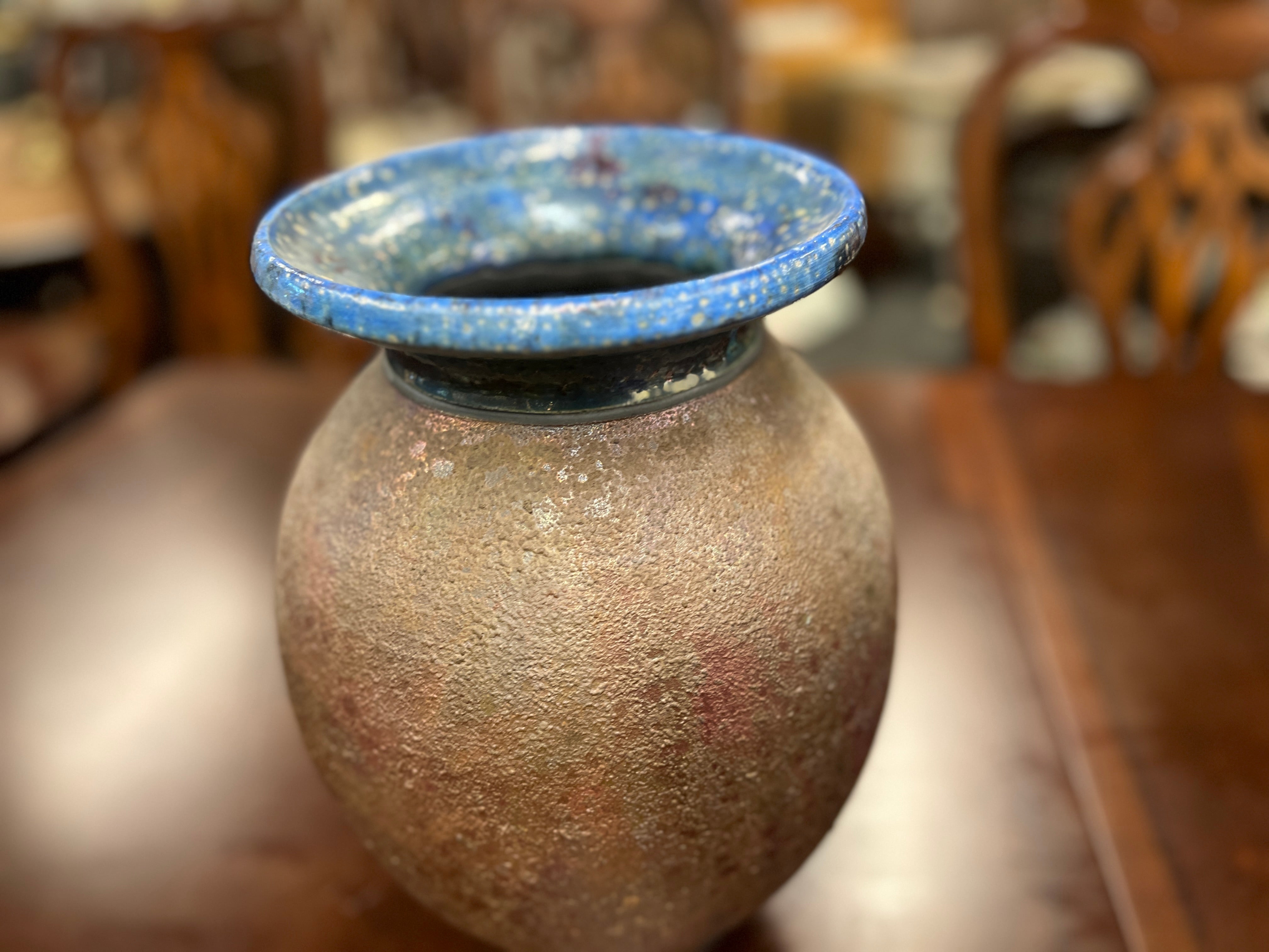Blue and Copper Multi Fired Large Decorative vase