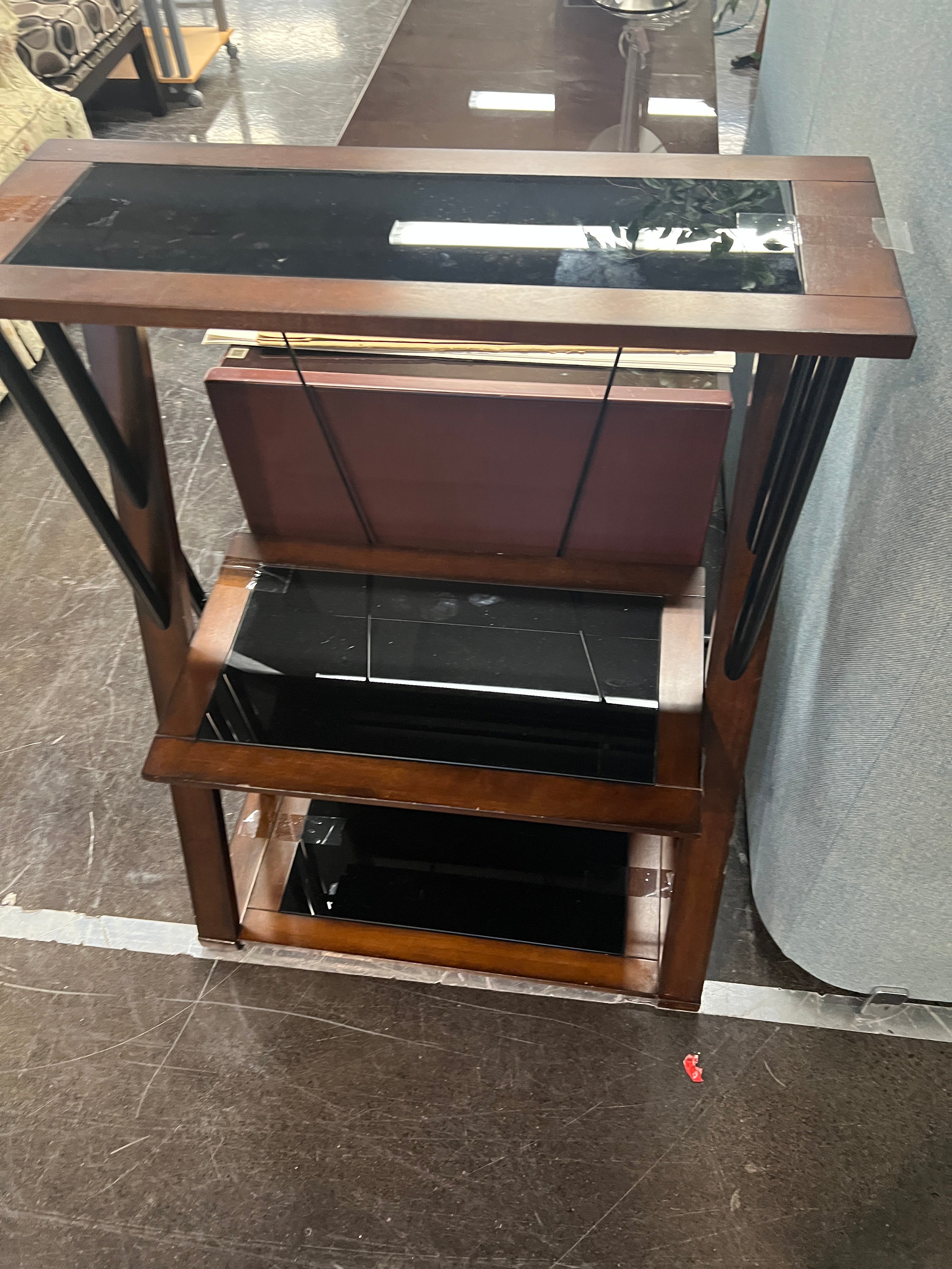 Wood and Glass Metal Shelf