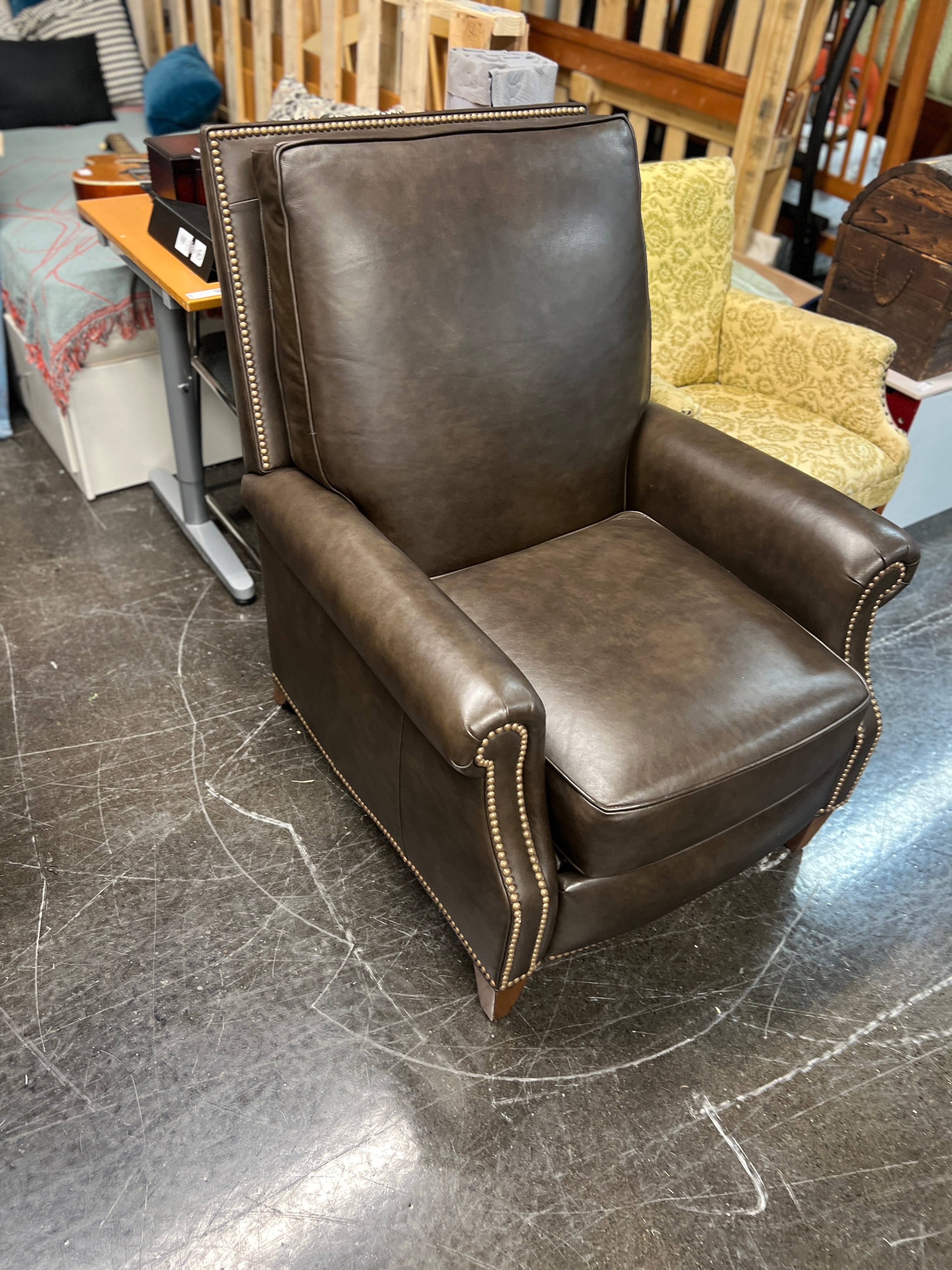 Ethan Allen, Colburn Leather Recliner, Omni/Brown