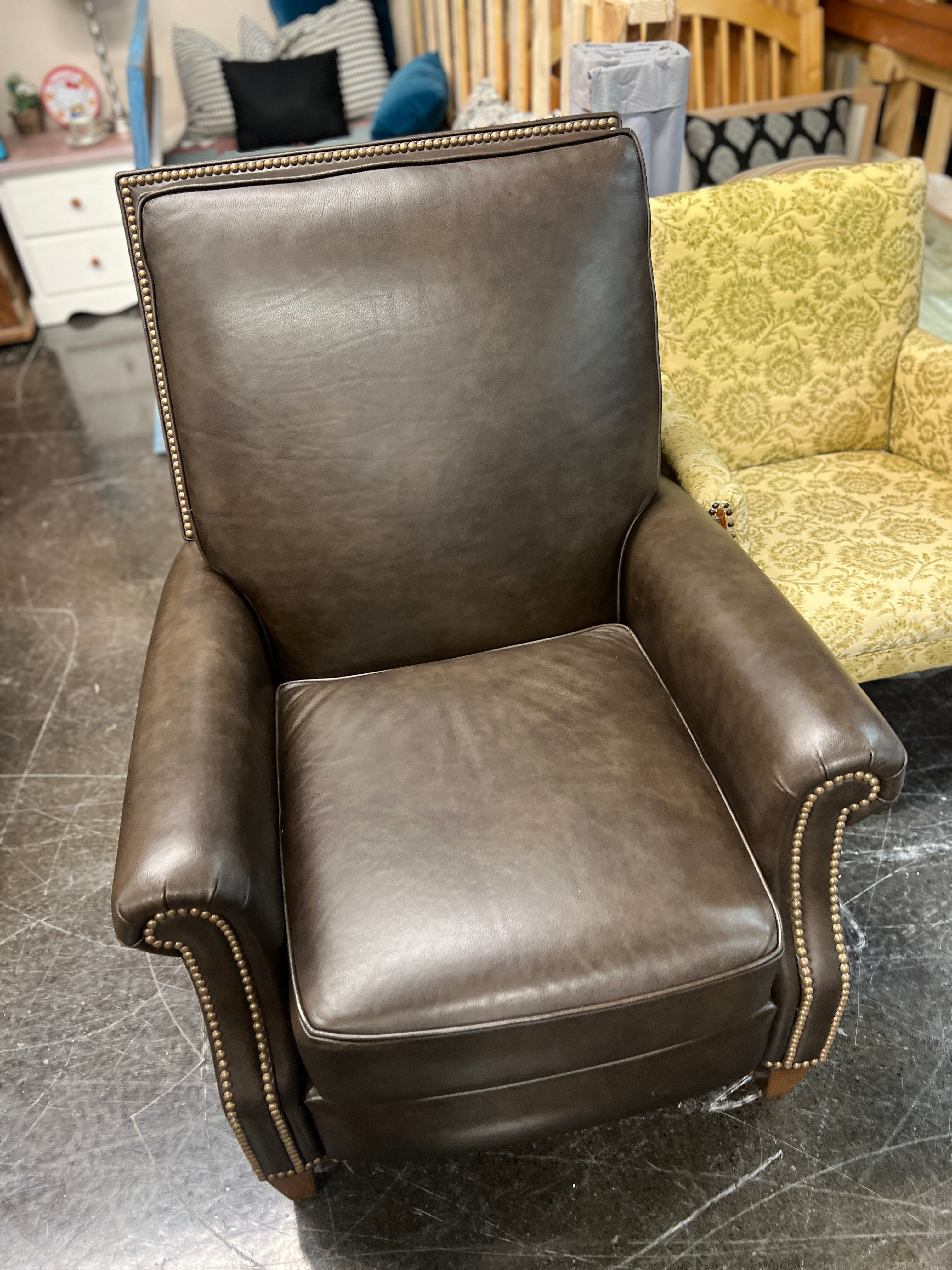 Ethan Allen, Colburn Leather Recliner, Omni/Brown