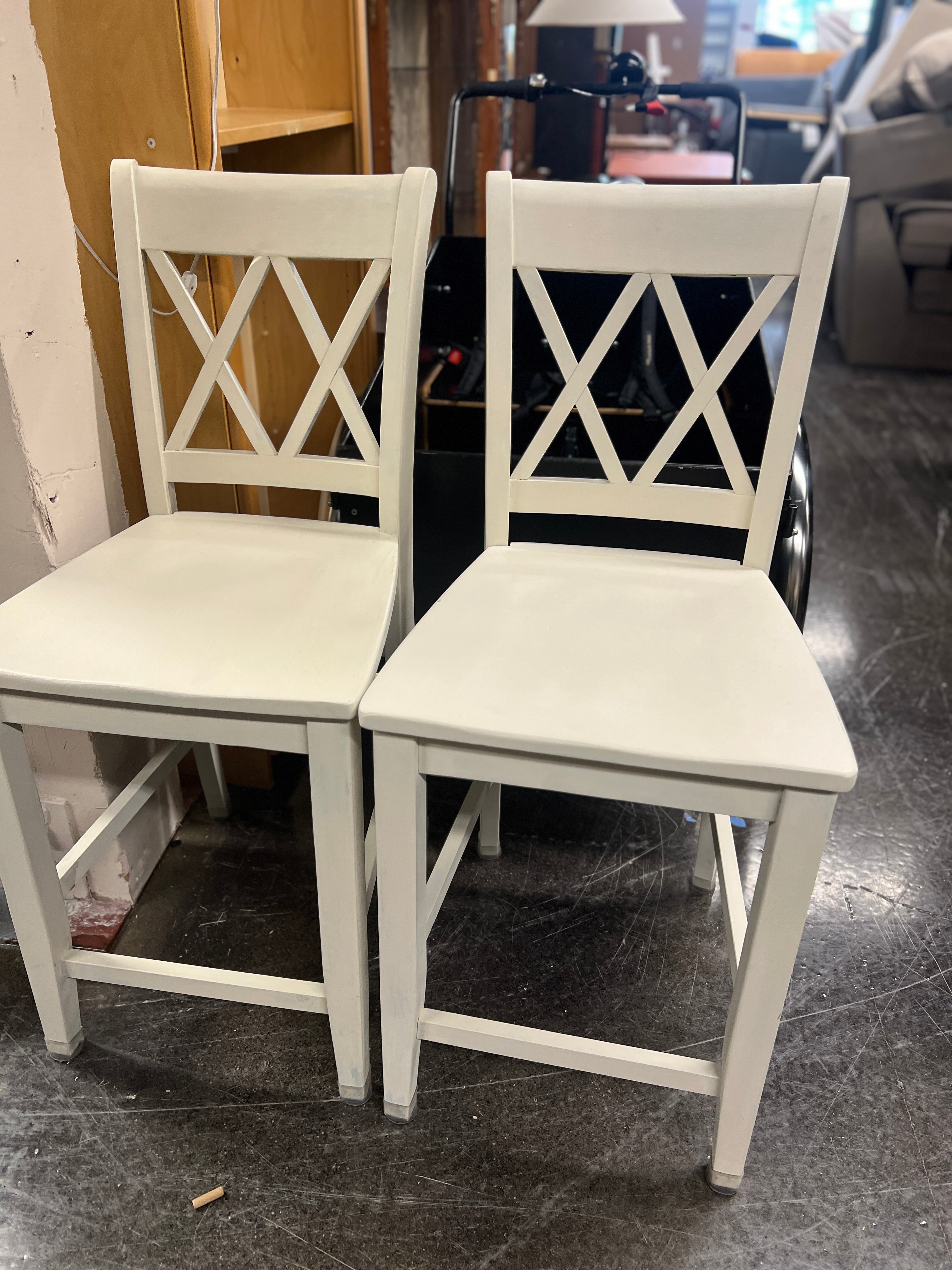 White Counter Height Farmhouse Chairs (SET OF 2)