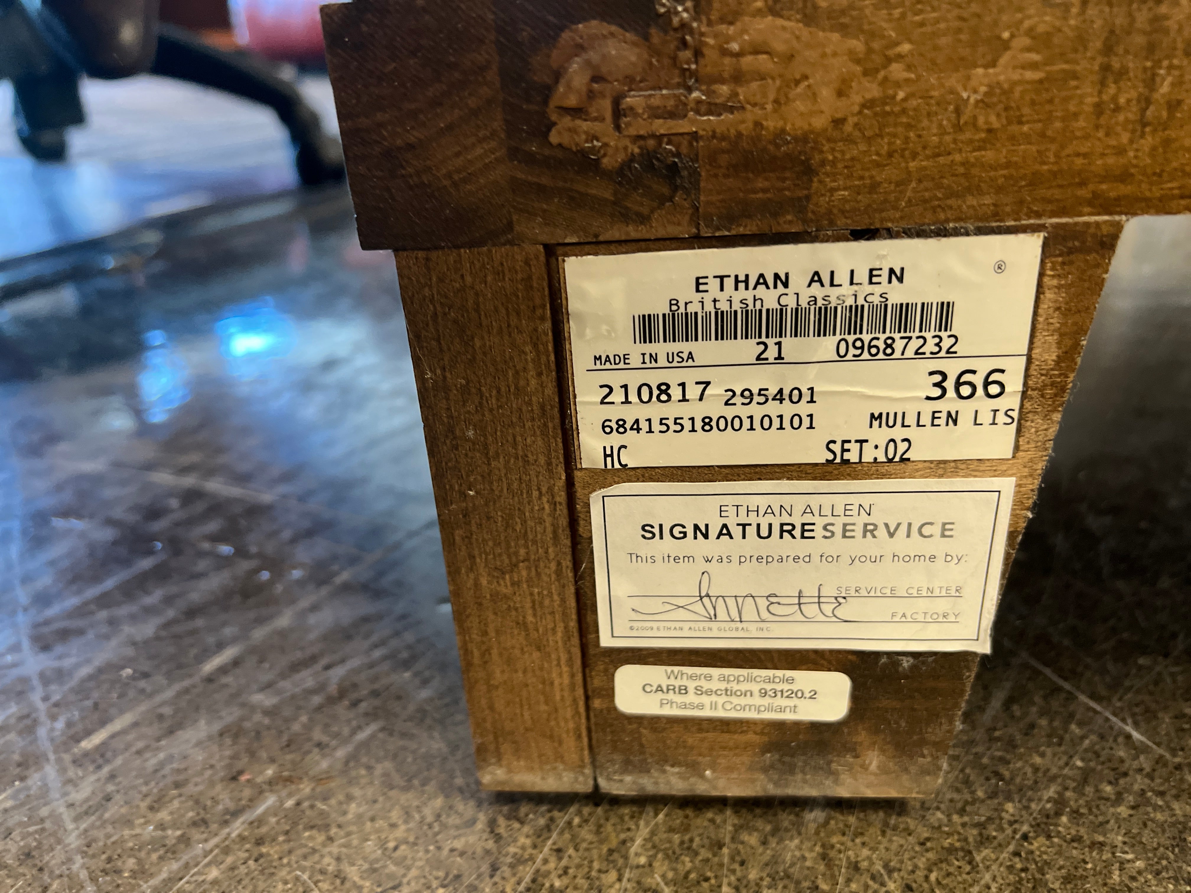 Ethan Allen 3 Drawer Daryn Night Table