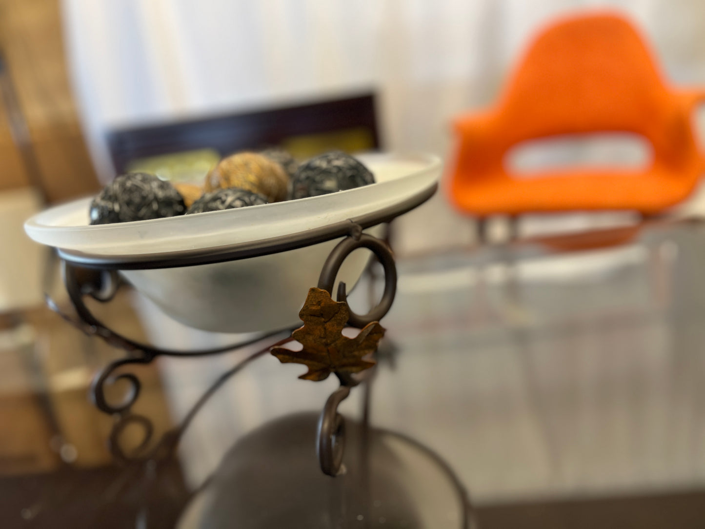 Frosted Glass Bowl With Decorative Balls