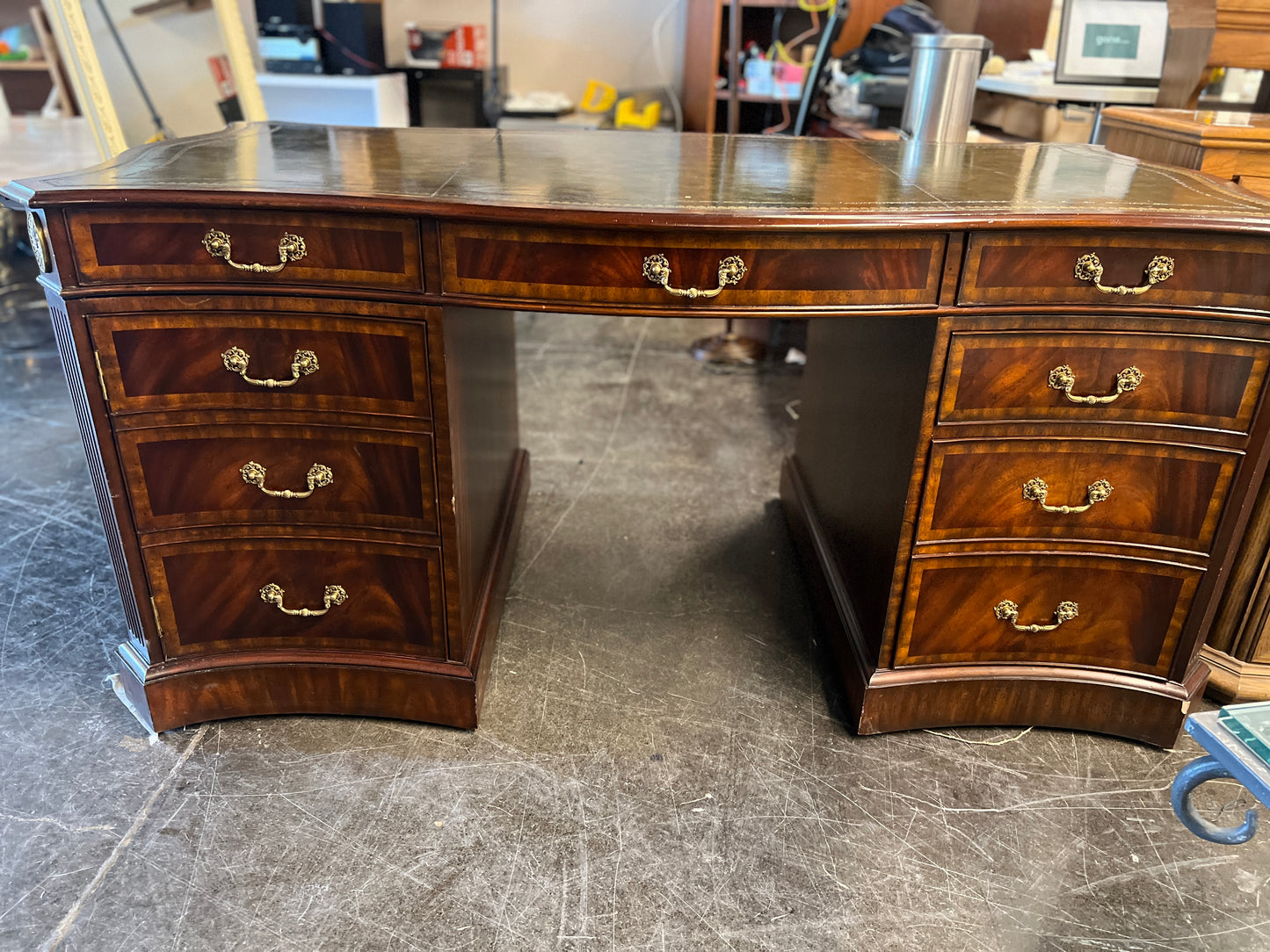Maitland Smith Green Leather Top Executive Desk