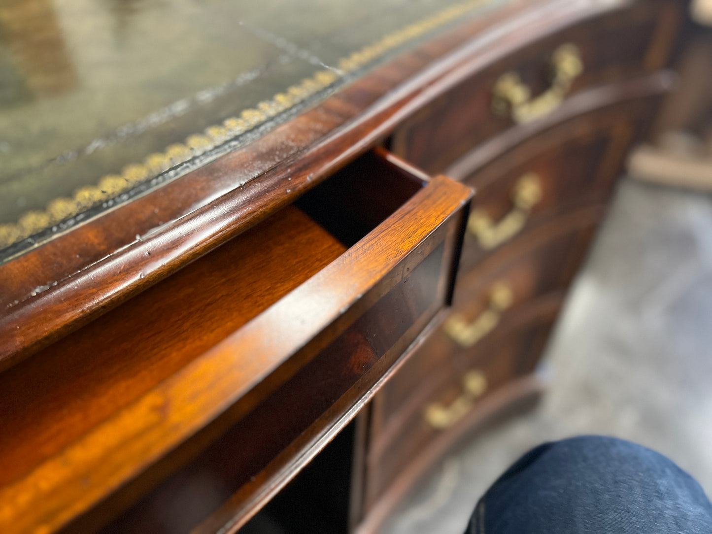 Maitland Smith Green Leather Top Executive Desk
