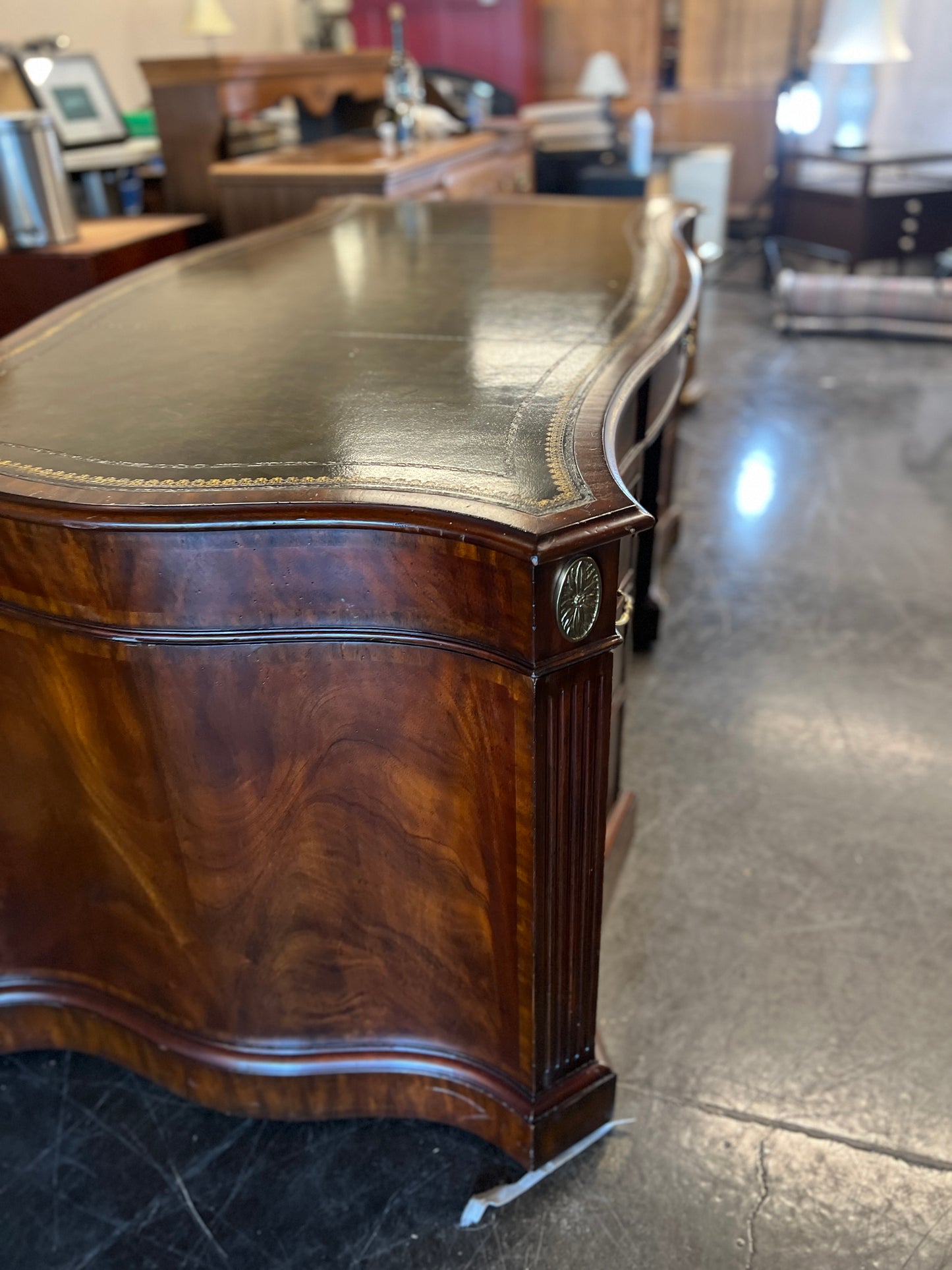 Maitland Smith Green Leather Top Executive Desk