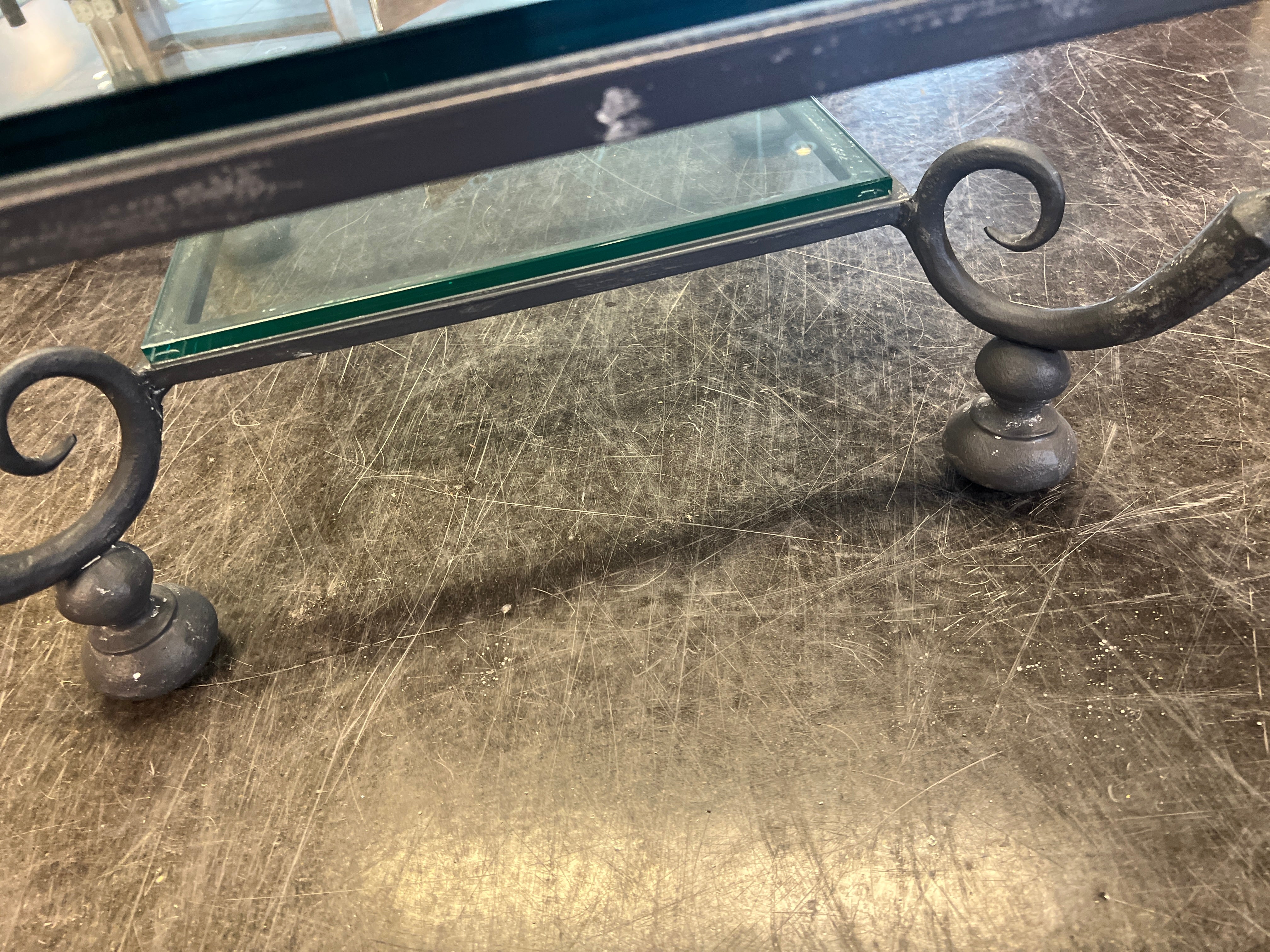 Large Metal and Glass 2 Tier Coffee Table