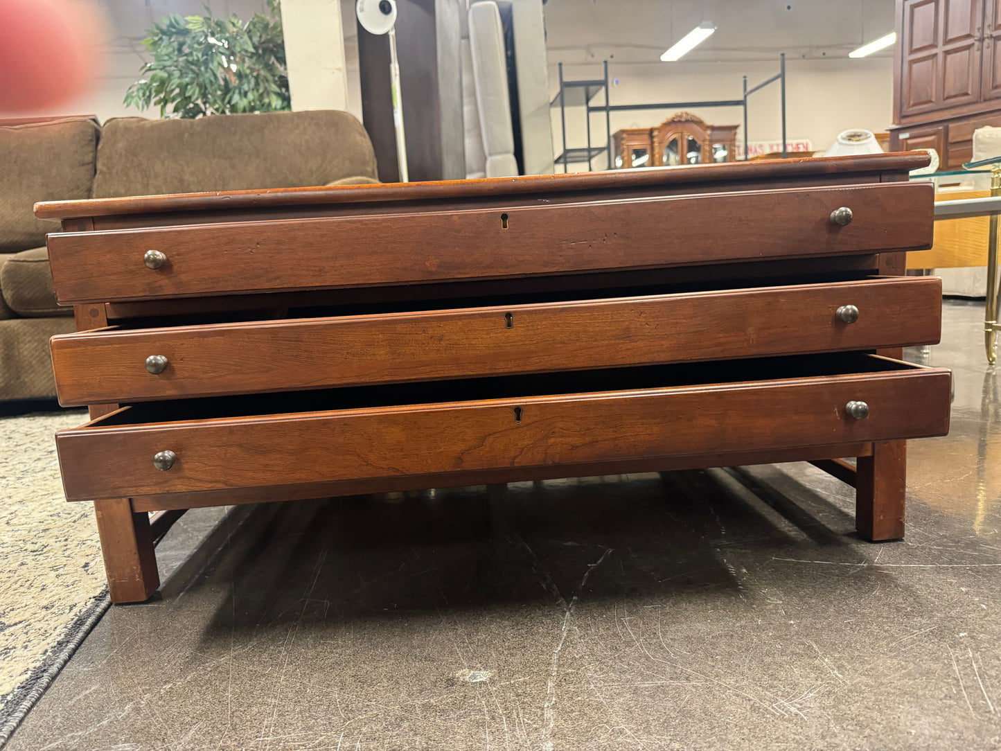 Bob Timberlake Lexington Solid Cherry Square Glass Top Coffee Table w/key