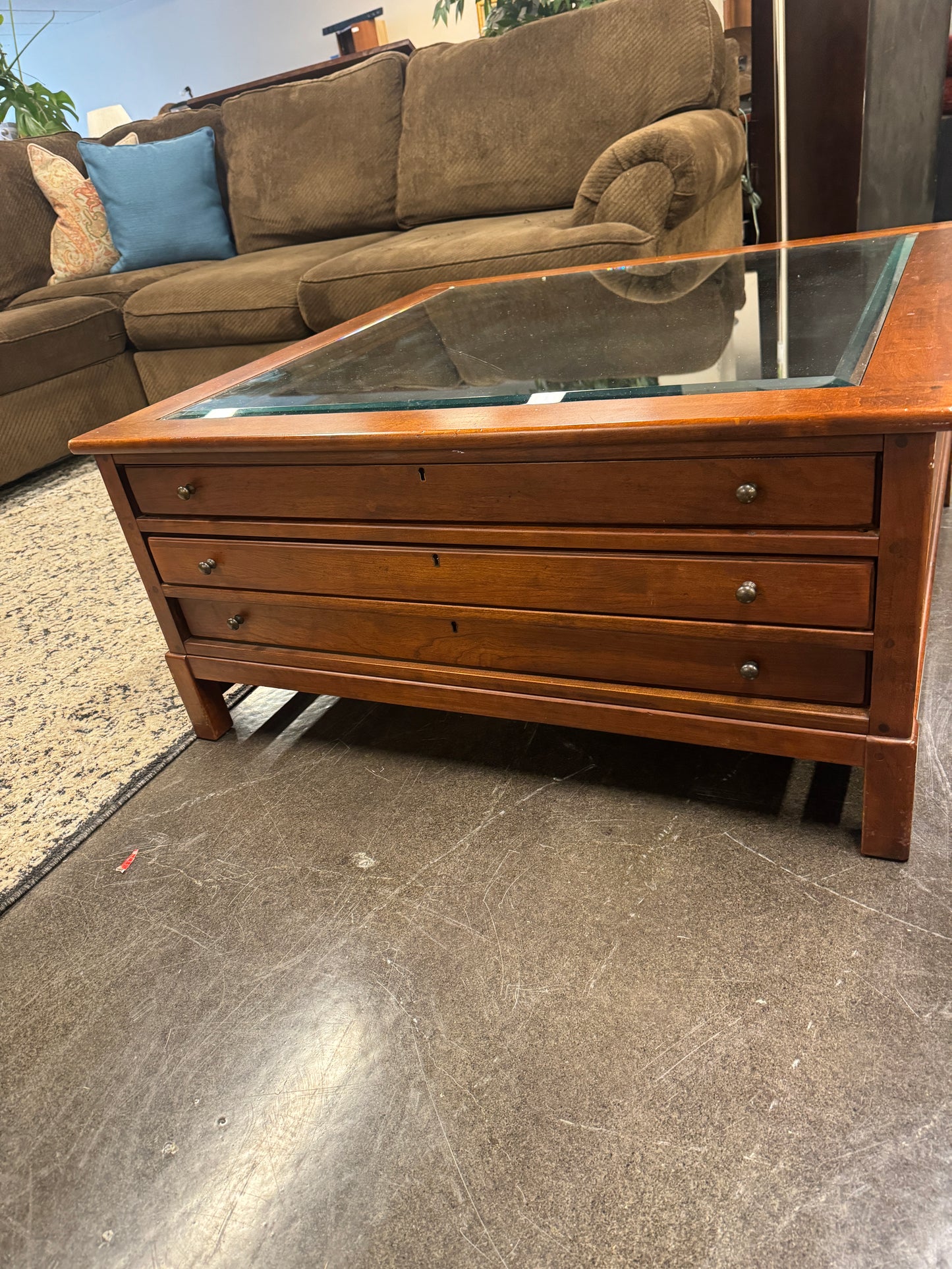 Bob Timberlake Lexington Solid Cherry Square Glass Top Coffee Table w/key