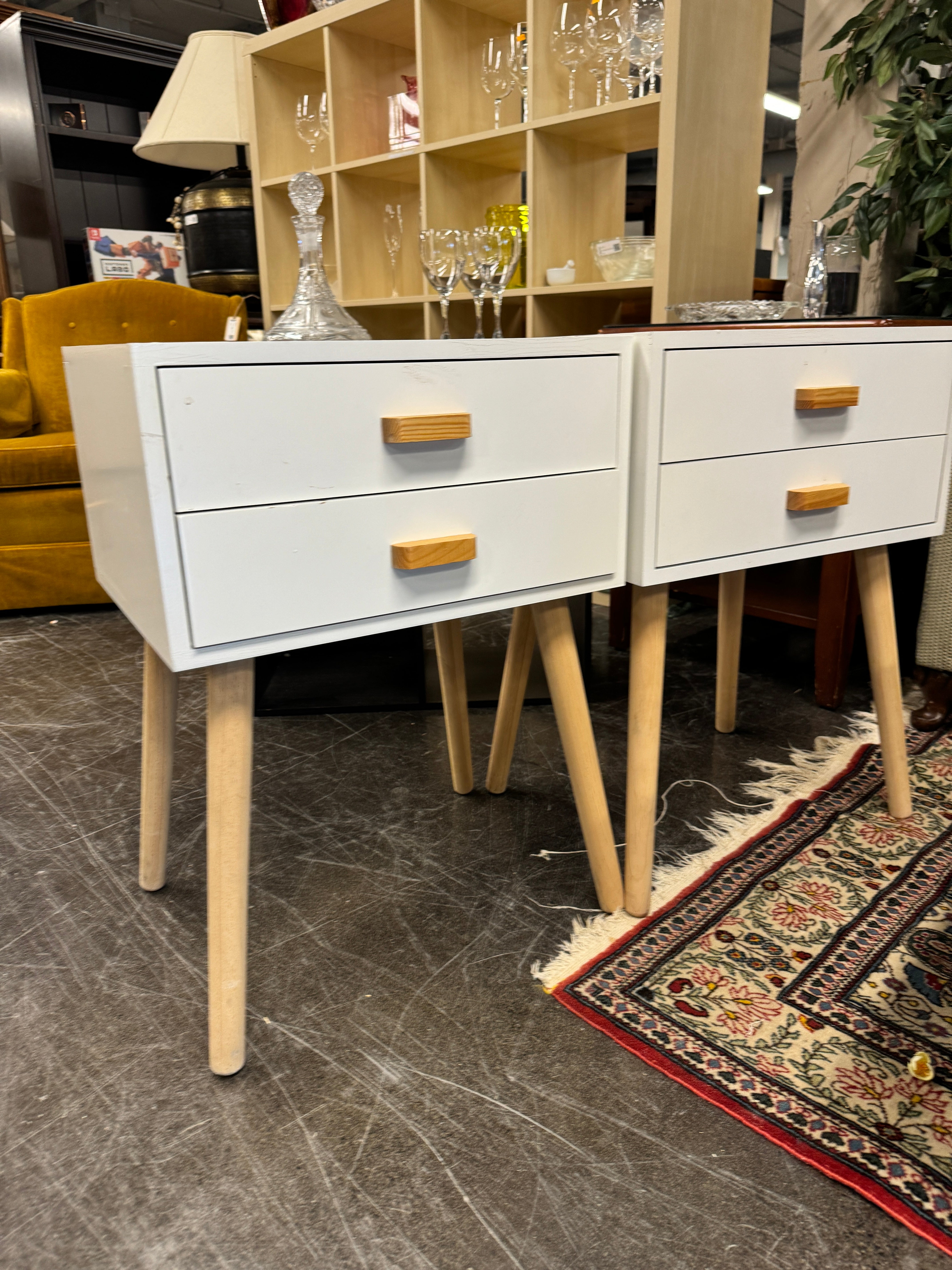 White Nightstand With Wood Knobs