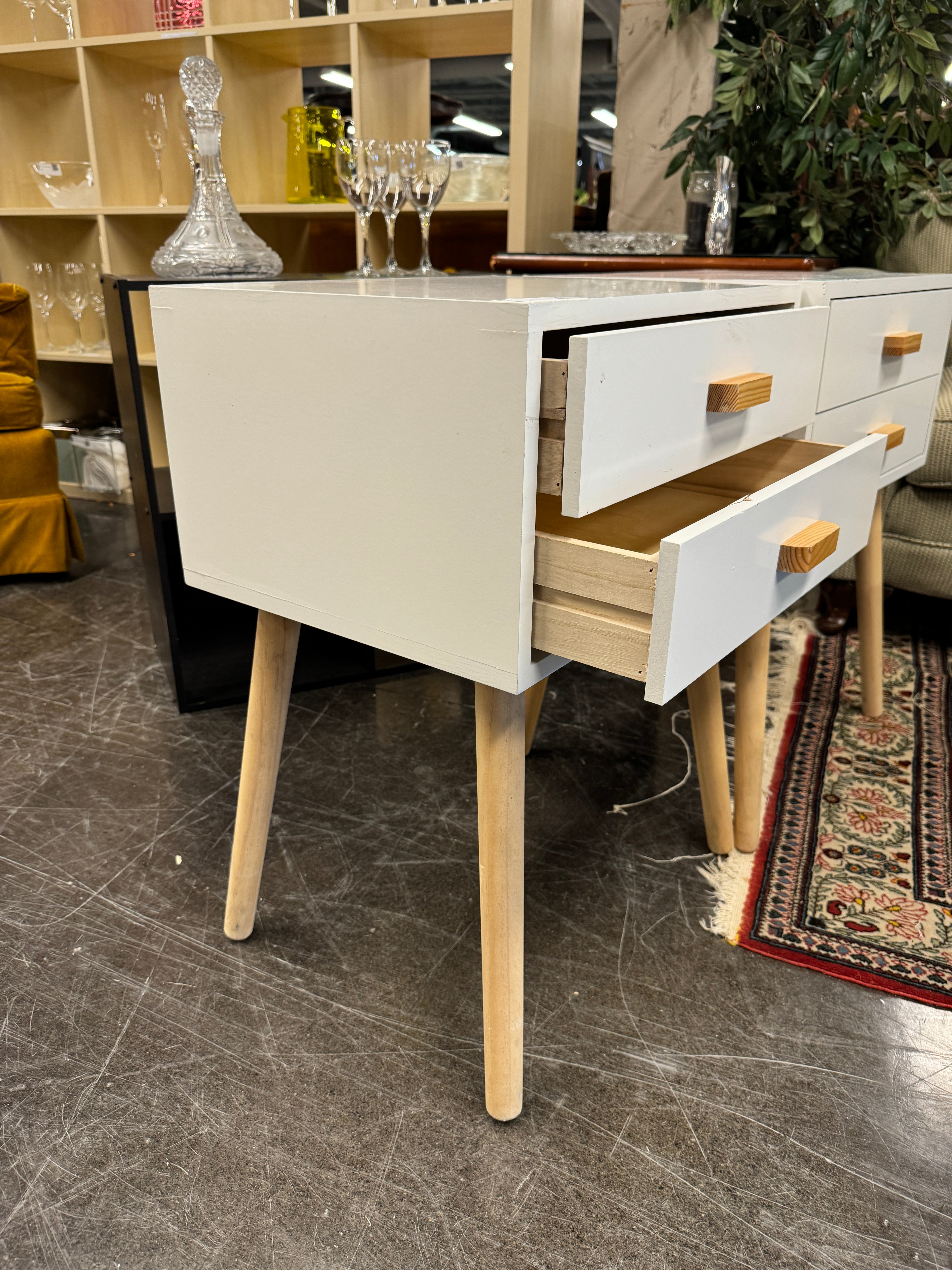 White Nightstand With Wood Knobs