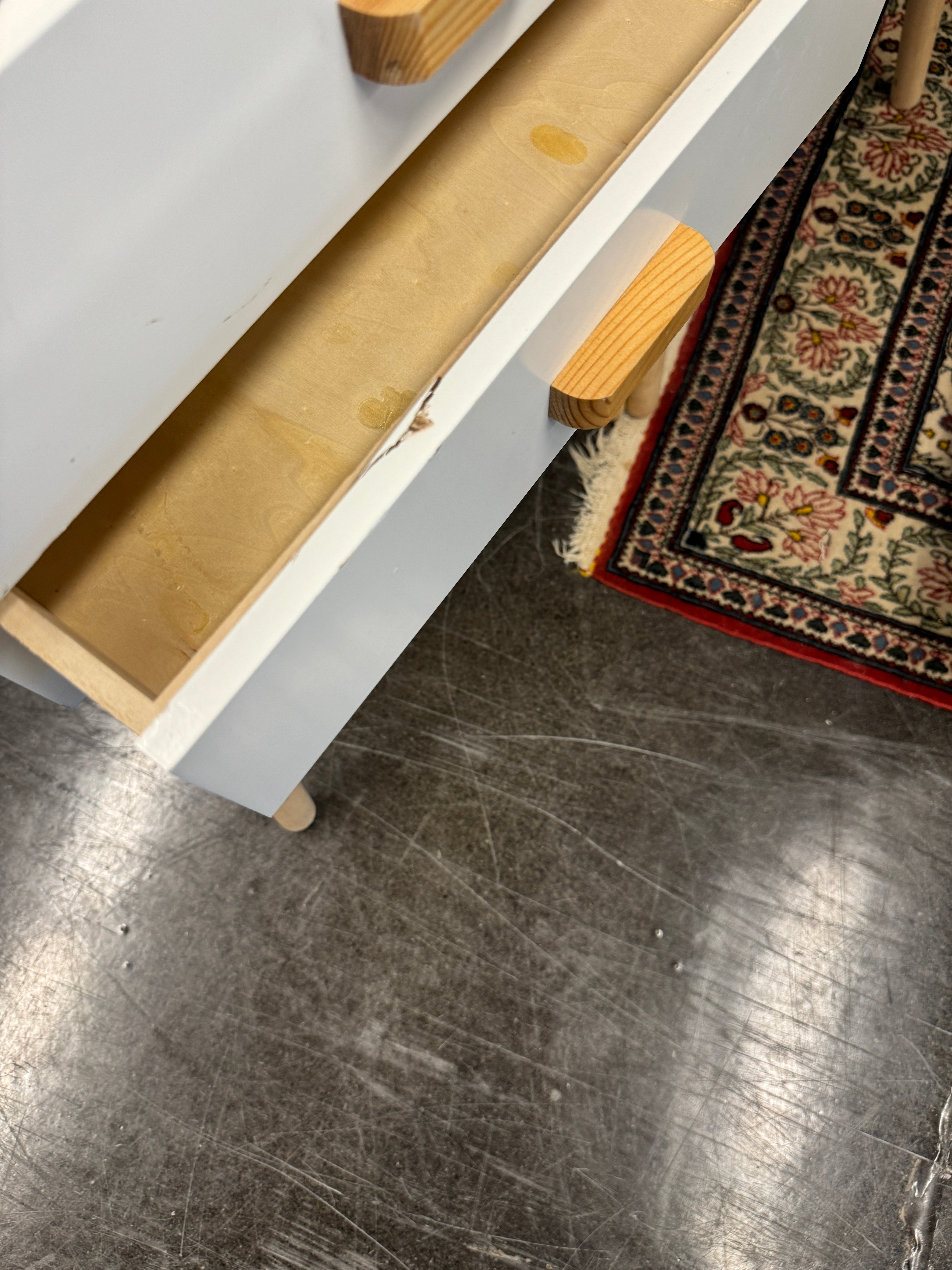 White Nightstand With Wood Knobs