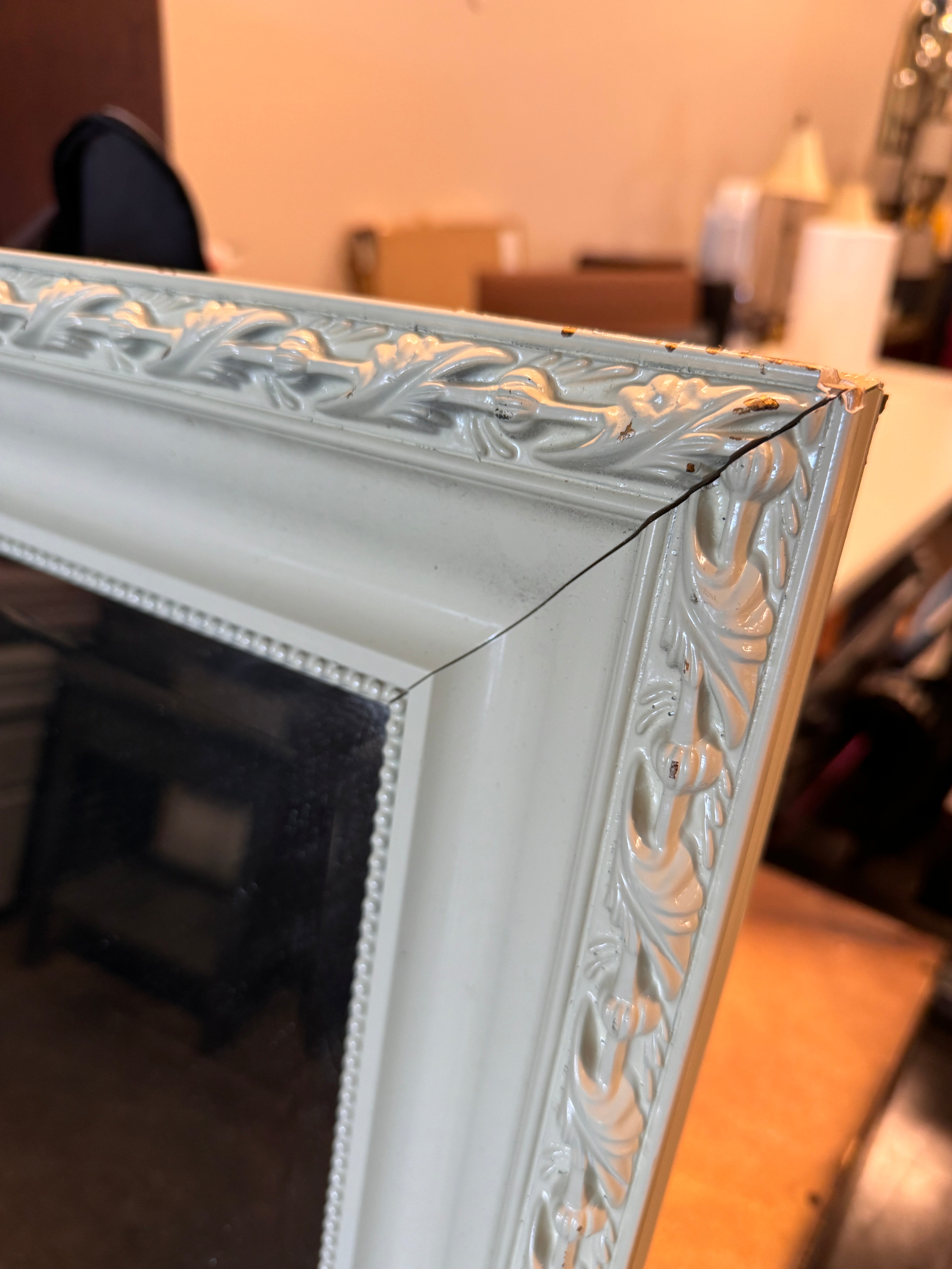Mirror With White Frame Trim