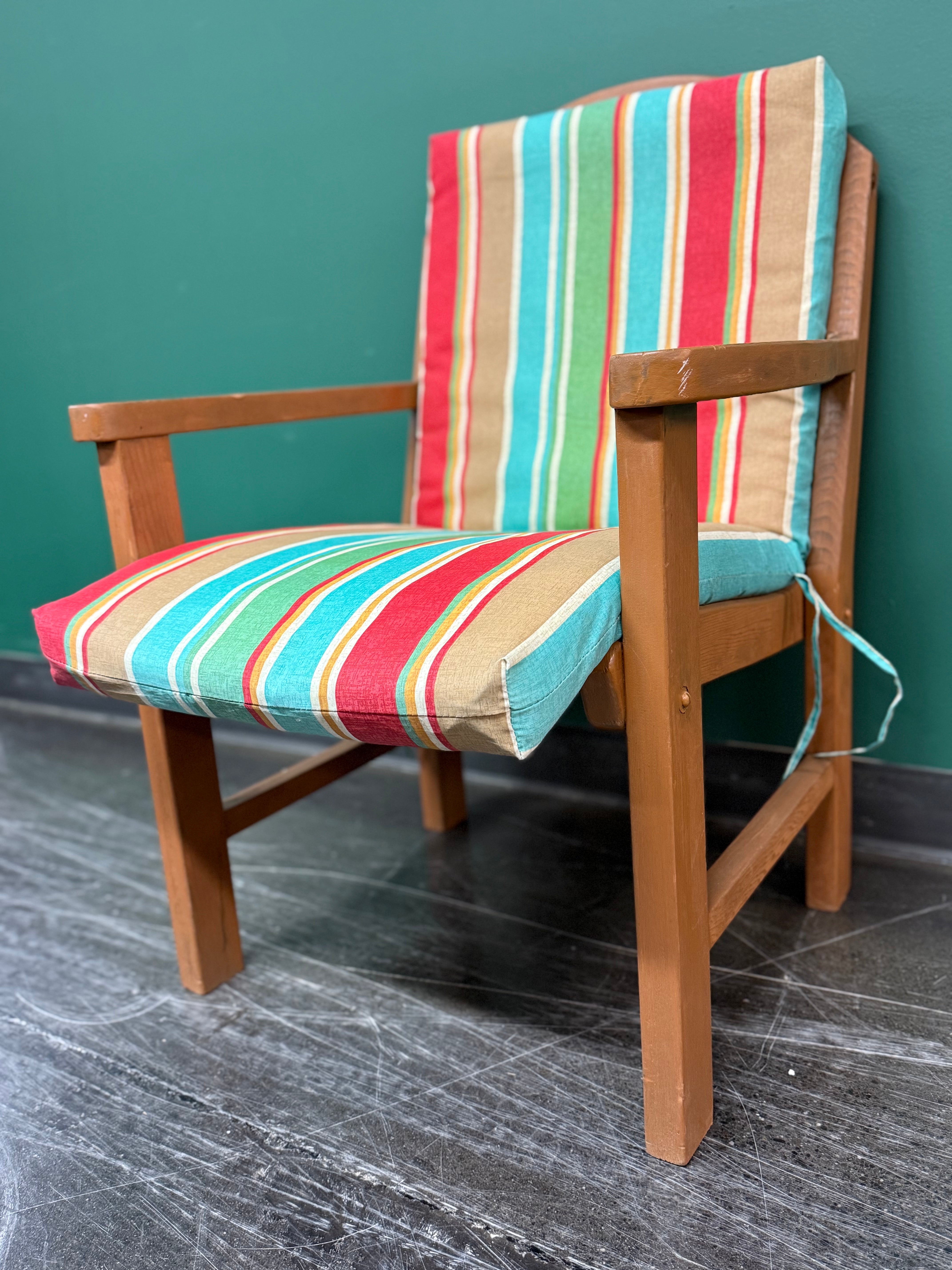 Wooden Patio Lounge Chair with Water Resistant Cushion