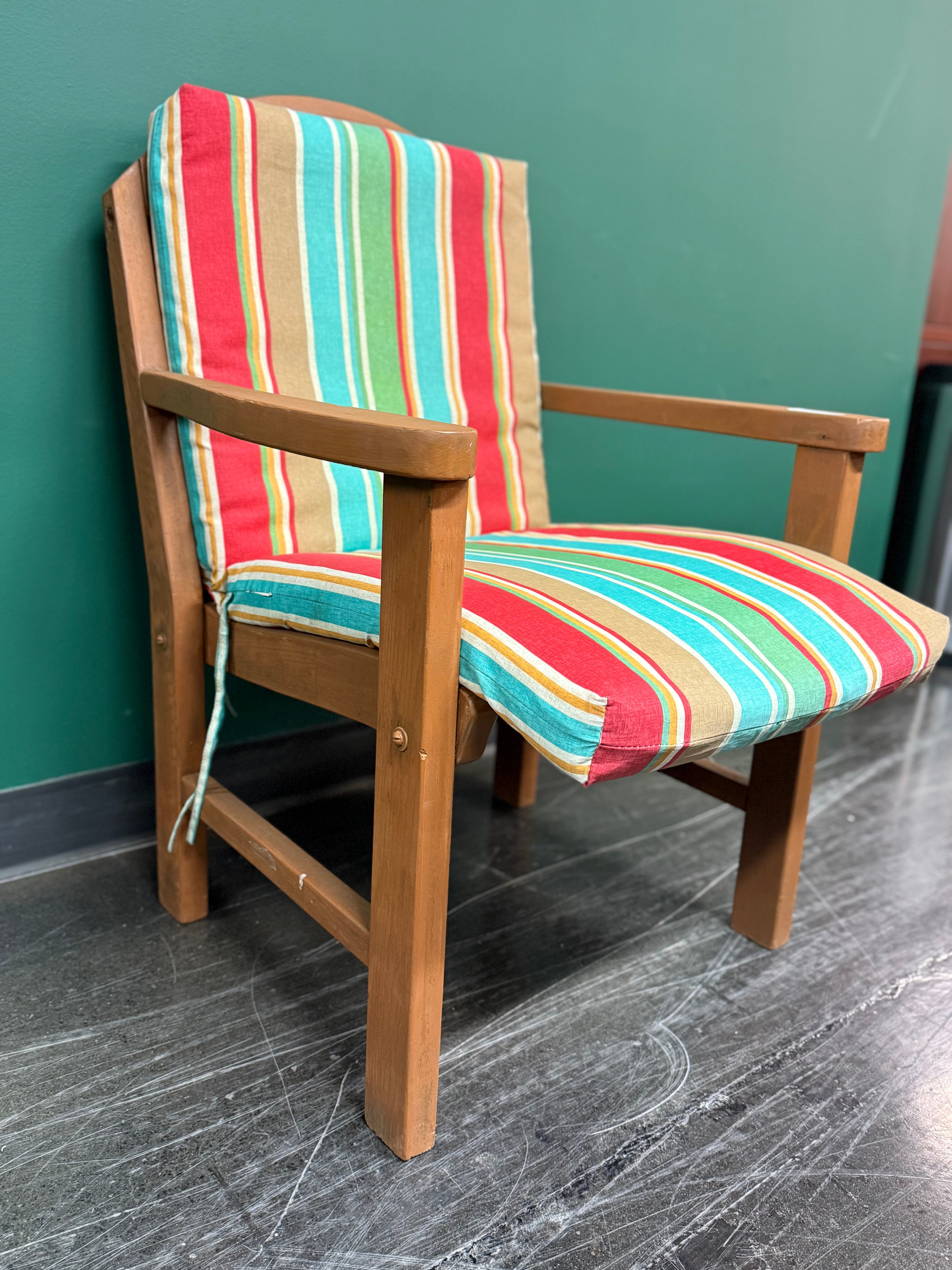 Wooden Patio Lounge Chair with Water Resistant Cushion