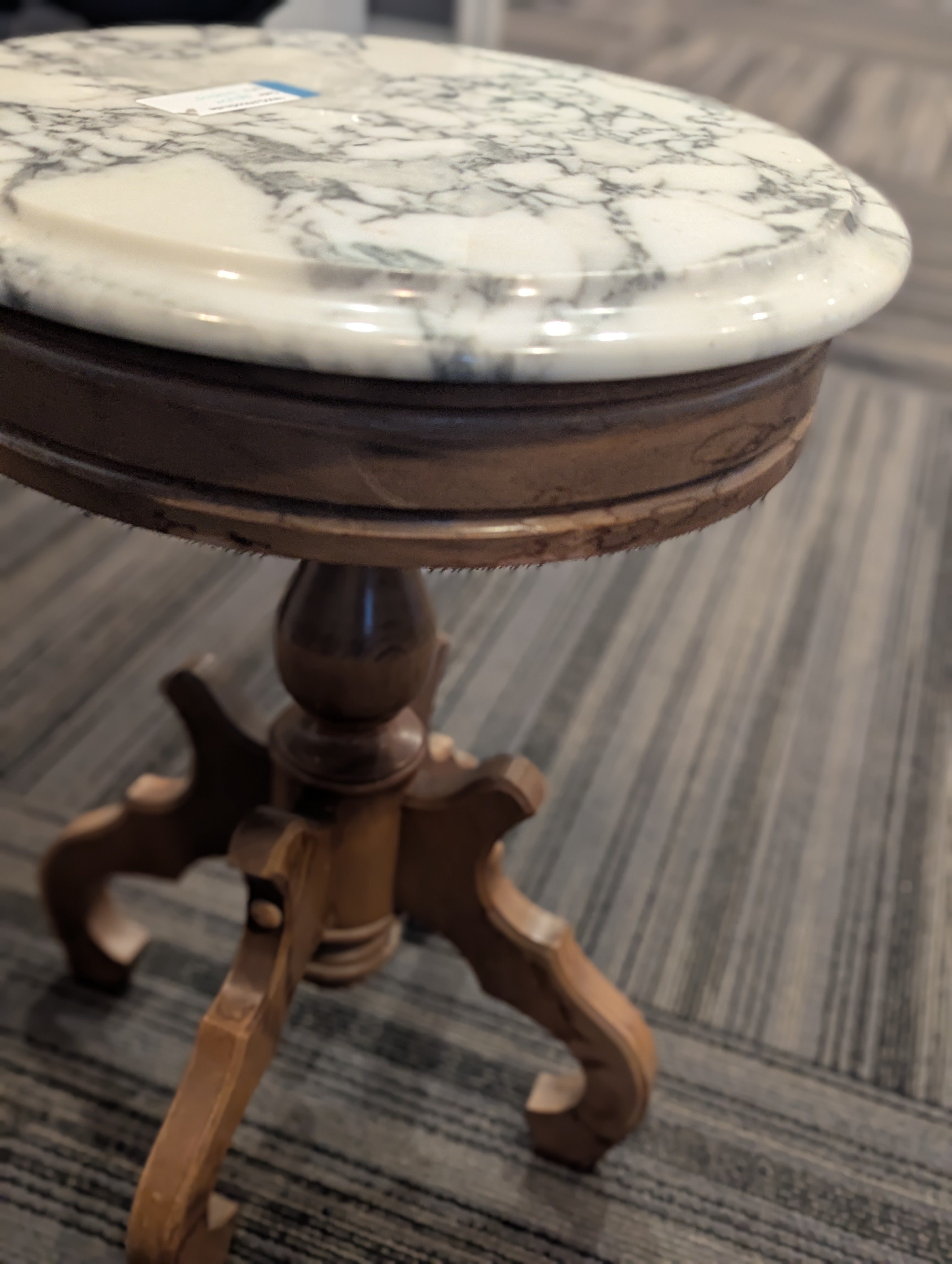 Vintage Italian Marble, Mahogany Table, Marble, Table, Plant Stand