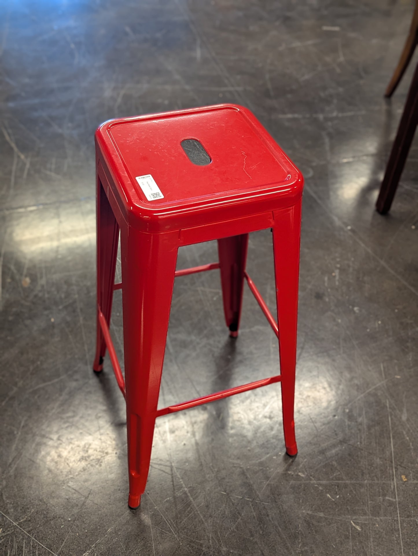 Red Metal Stool