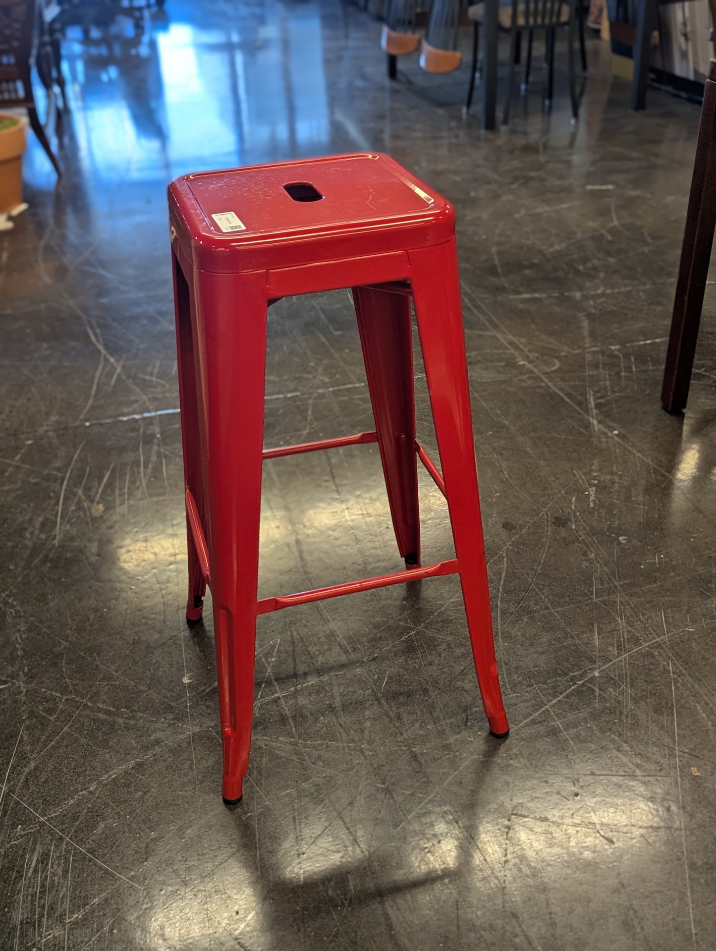Red Metal Stool