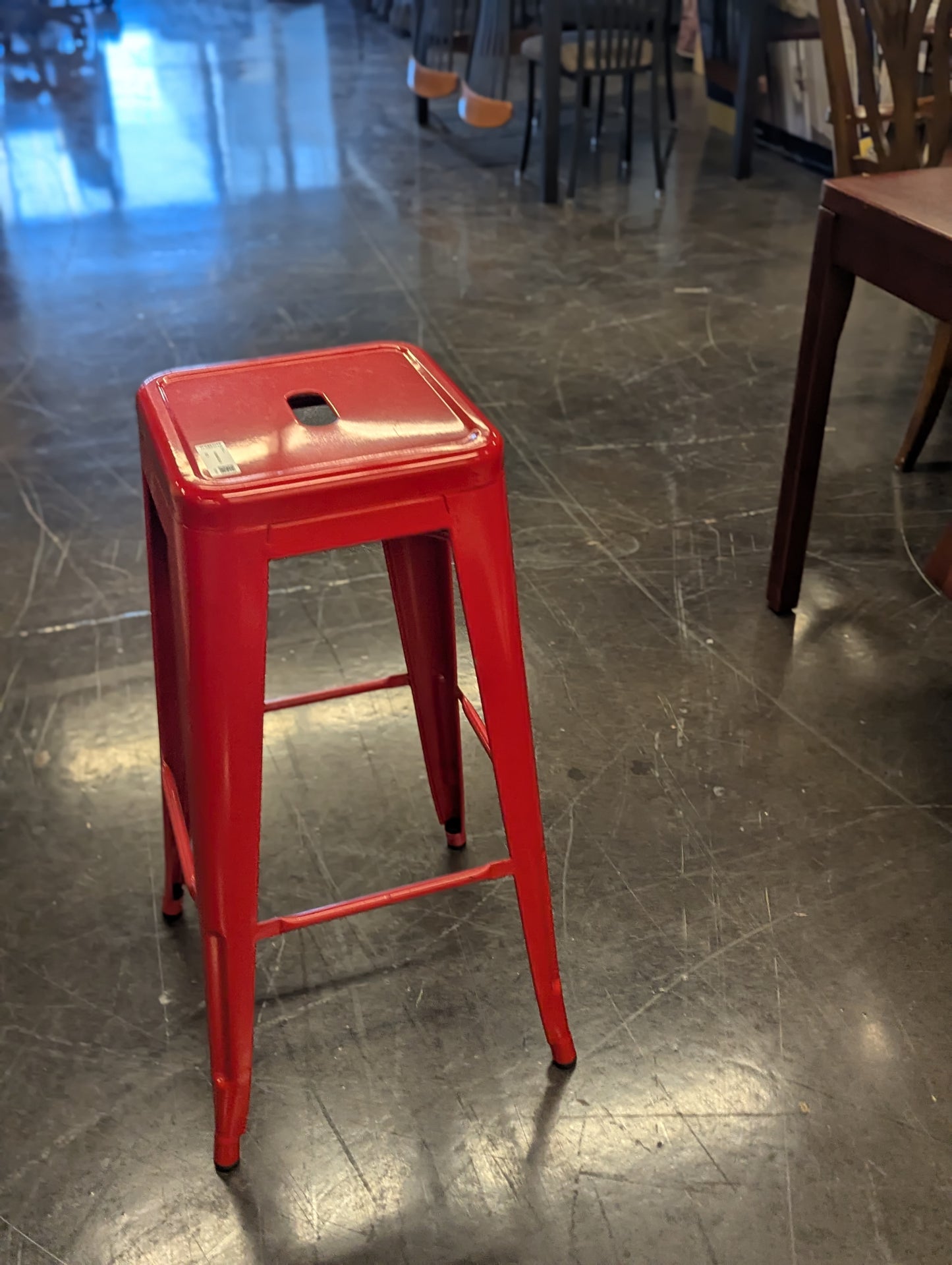 Red Metal Stool