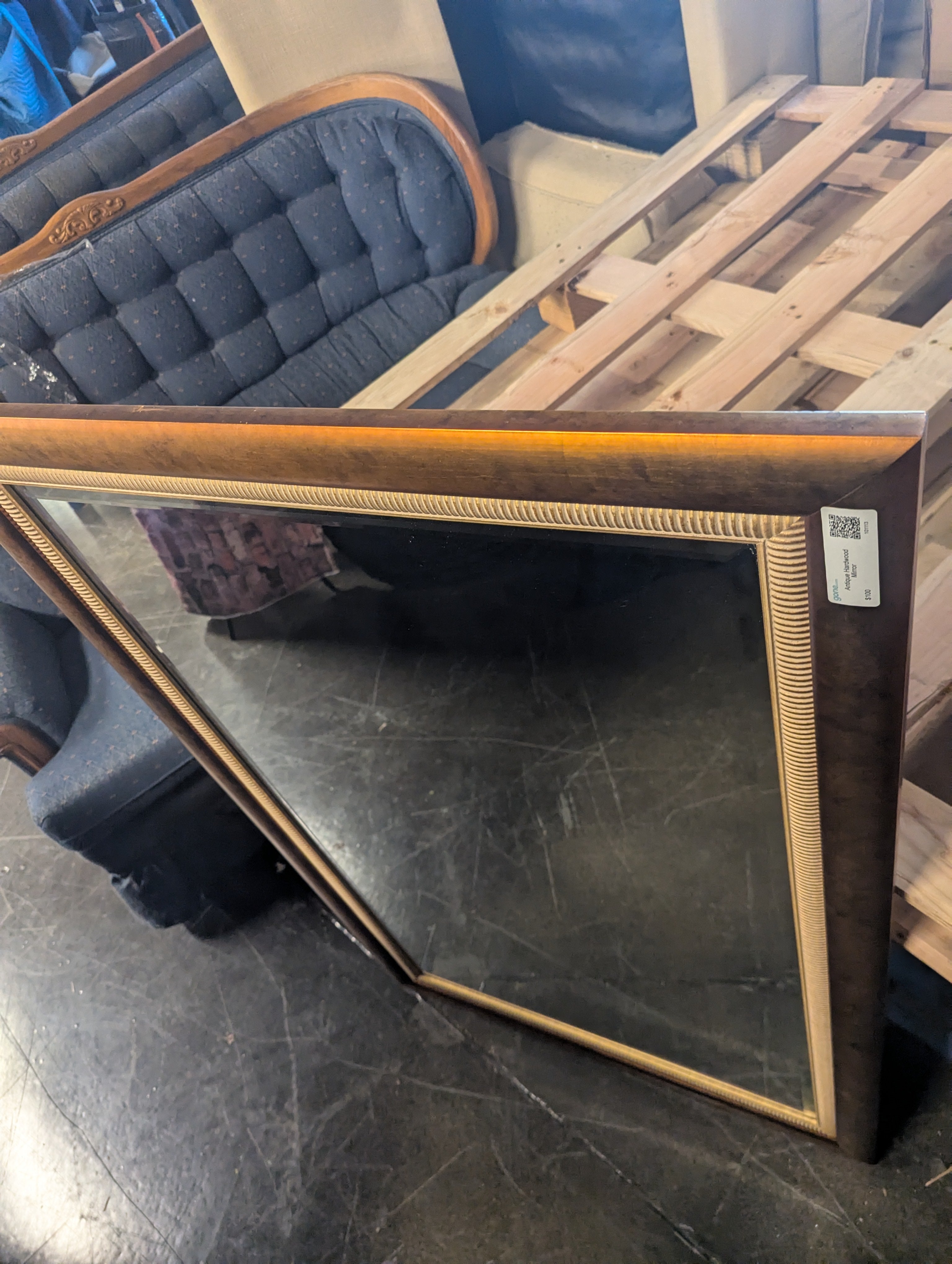 Antique Hardwood Mirror